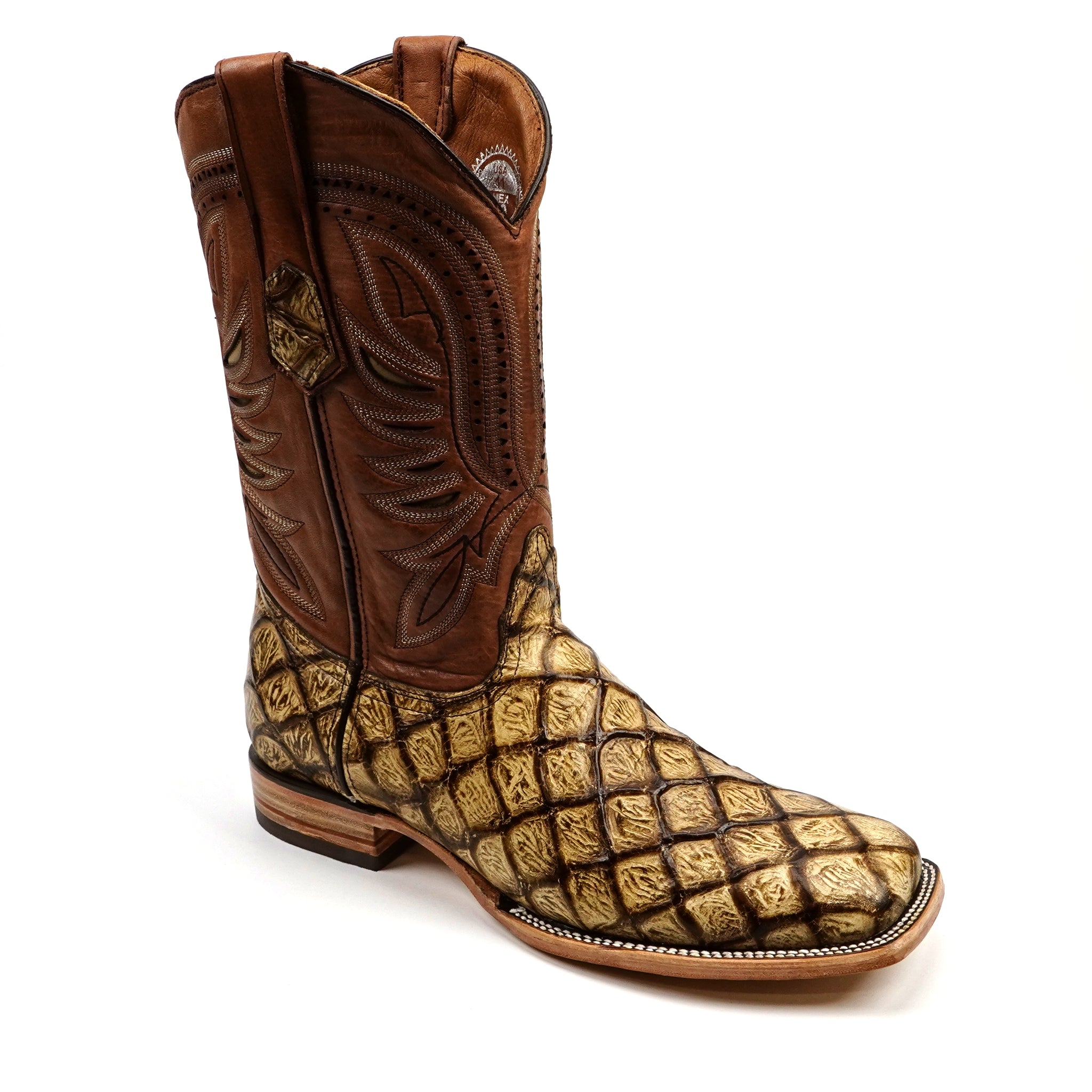 Pirarucu Orix - Embossed Leather - Square Toe (E687)