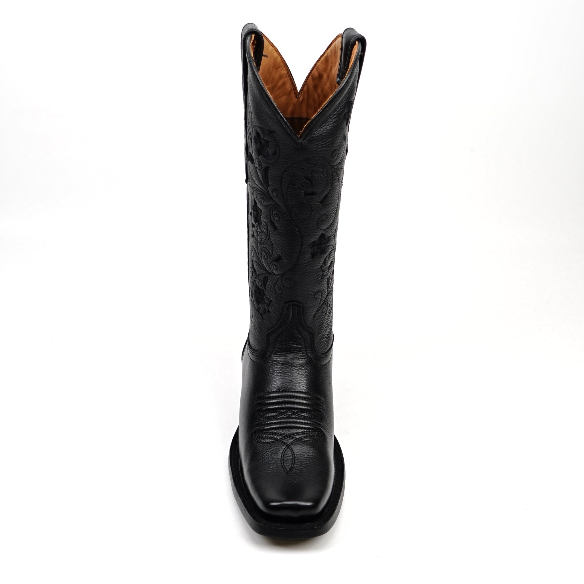 Grizzly Black Cowgirl Boots- Short Shaft - Narrow Square Toe (E862)
