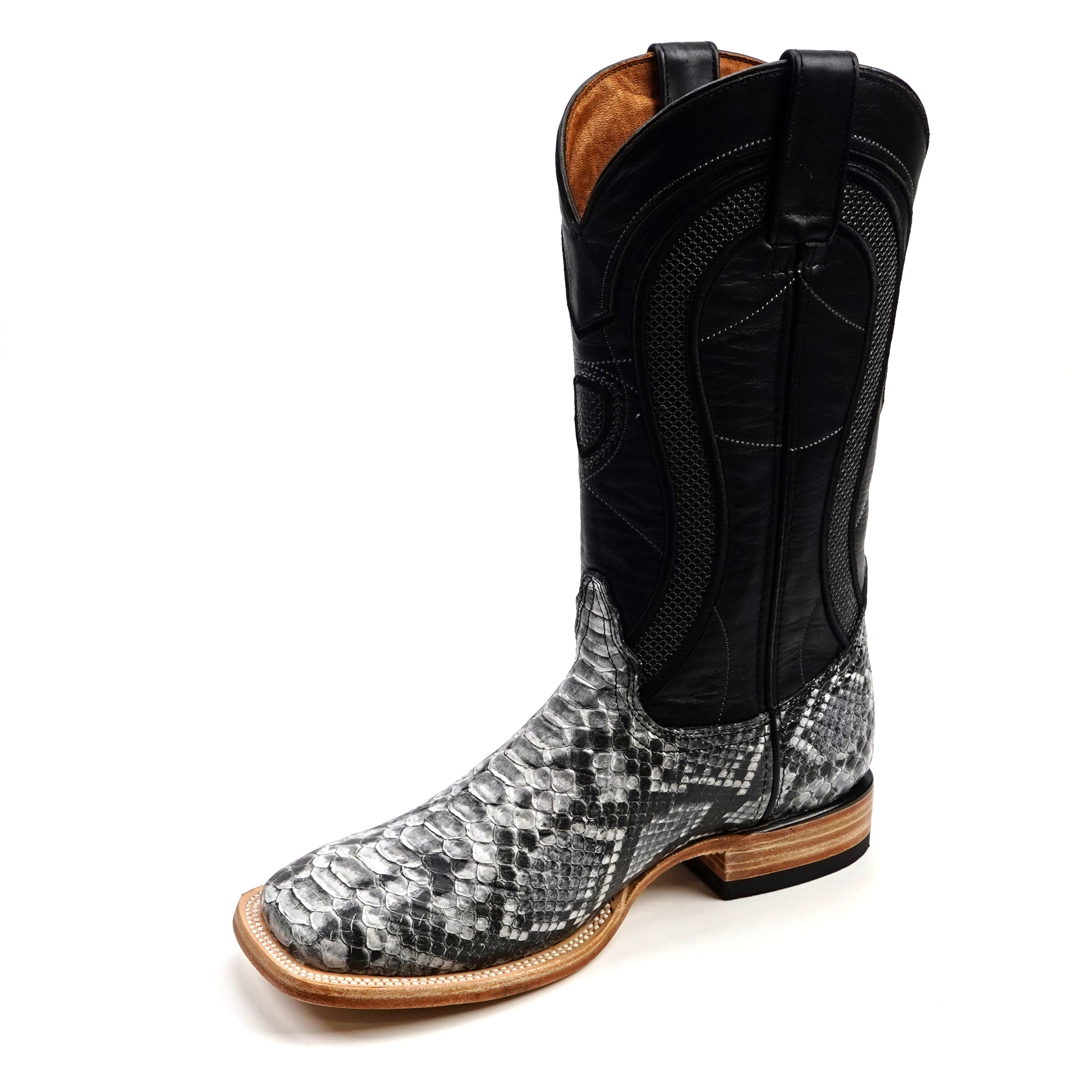 Python Natural - Embossed Leather - Square Toe (E913)