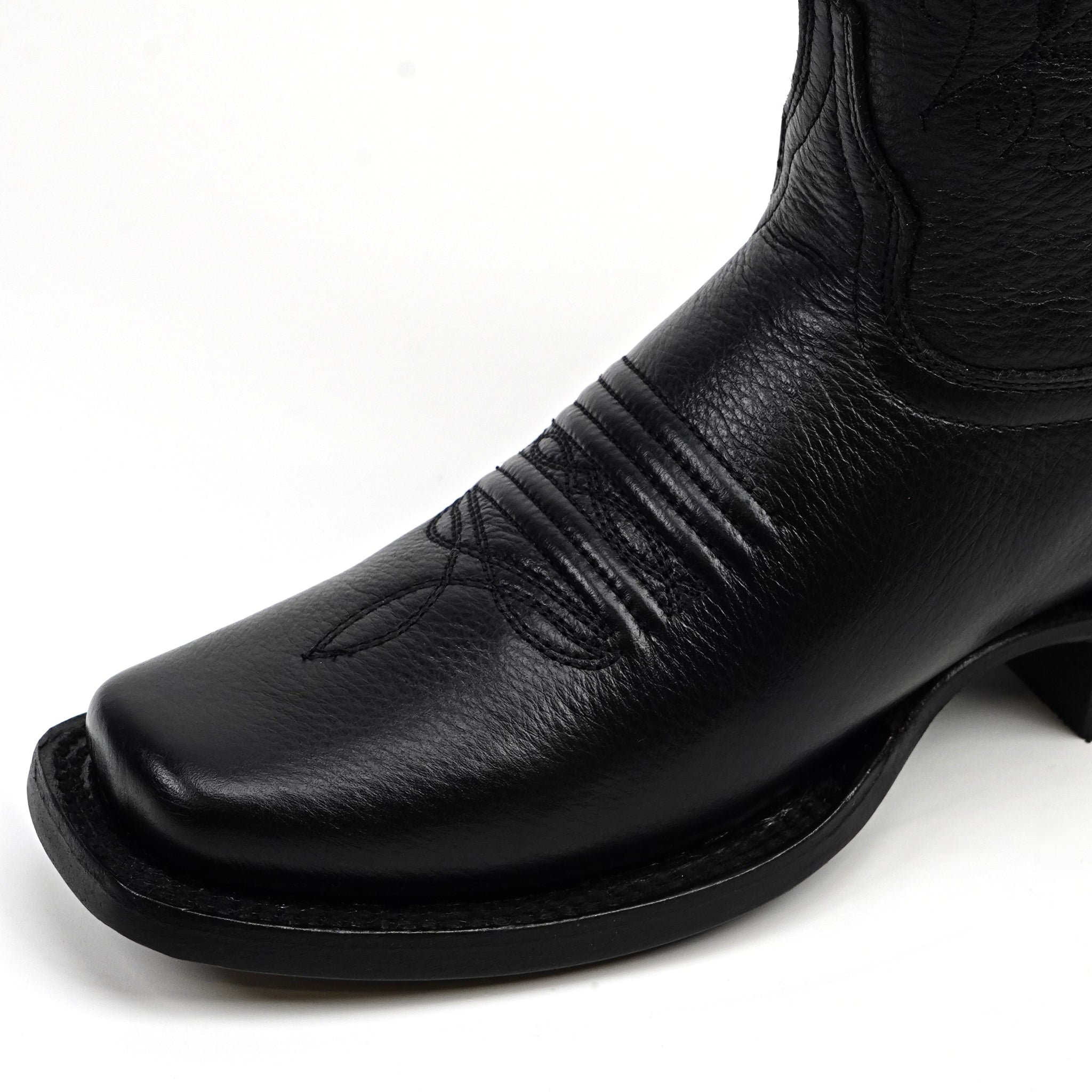 Grizzly Black Cowgirl Boots- Short Shaft - Narrow Square Toe (E862)