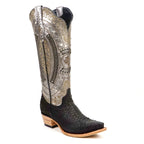 Python Black &amp; Silver Cowgirl Boots - Tall Shaft - Snip Toe (E31)