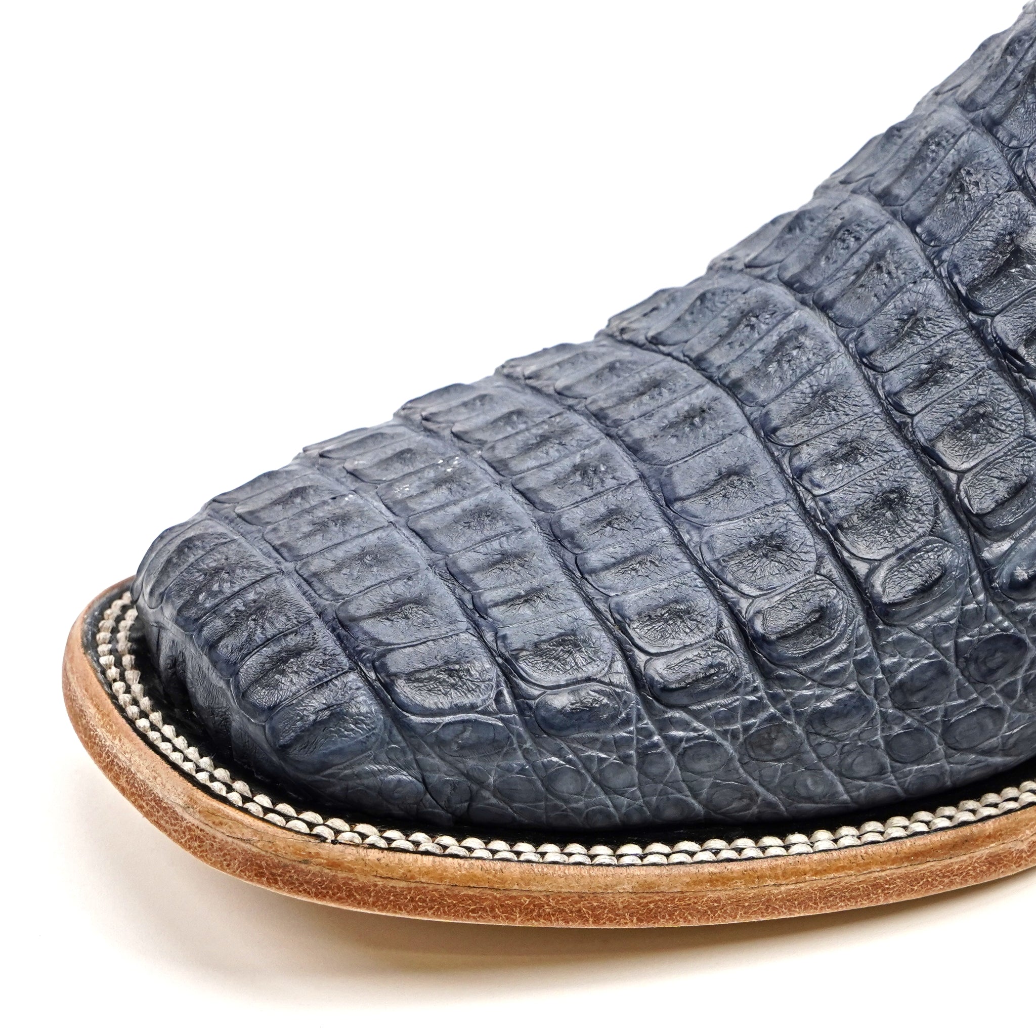 Rhodes Caiman Hornback Boots - Denim Blue- Square Toe (LM10)