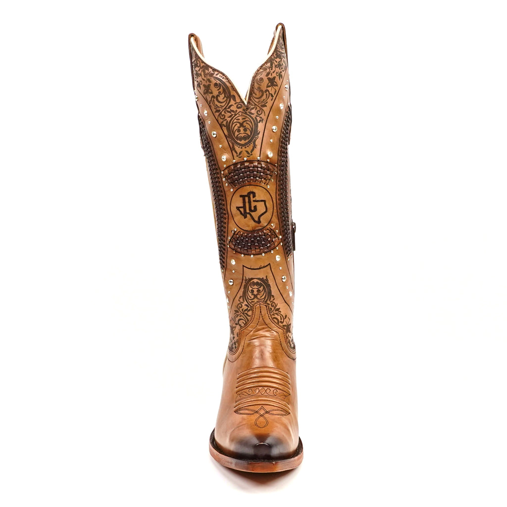 Priscila Cleyton Tobacco Cowgirl Boot - Tall Shaft - Snip Toe (E871)