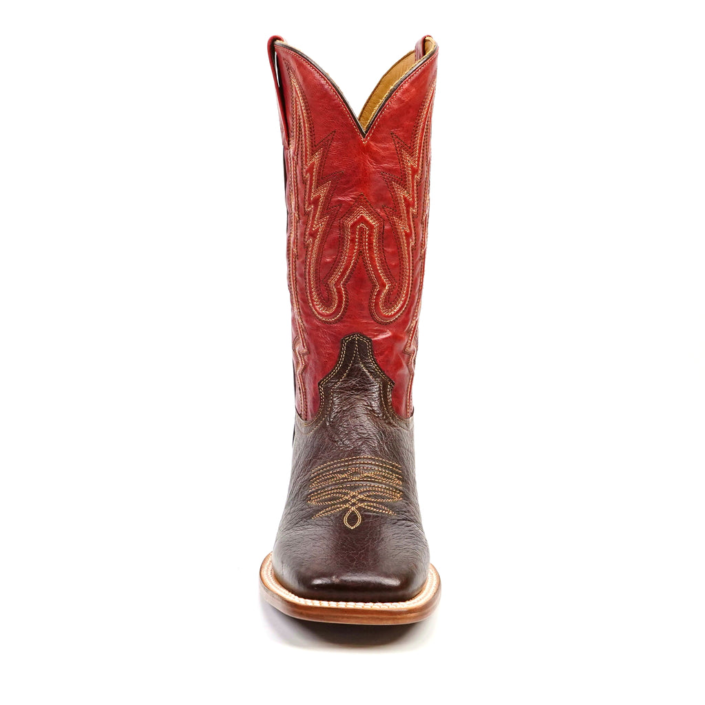 Shrunken Calf Brown Cowboy Boots - Square Toe (E083)