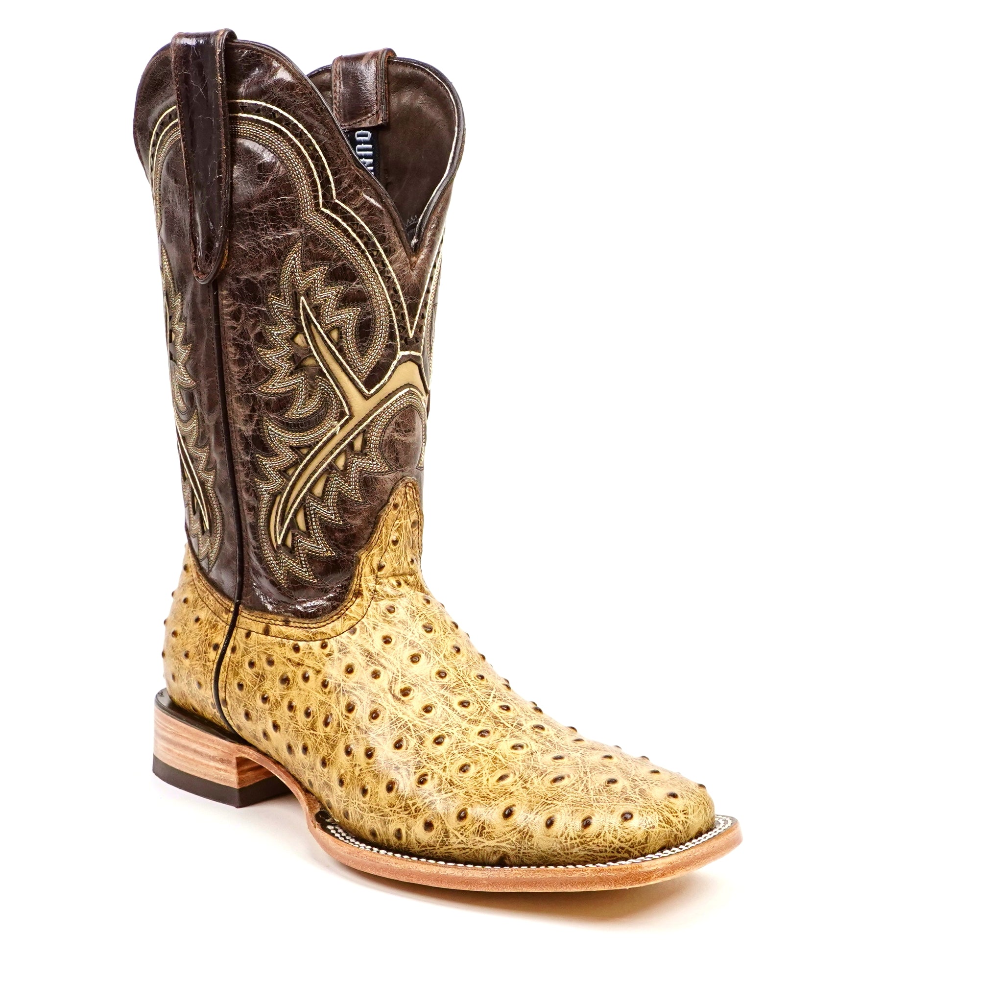 Ostrich Orix Cowboy Boots - Embossed Leather - Square Toe (E424)