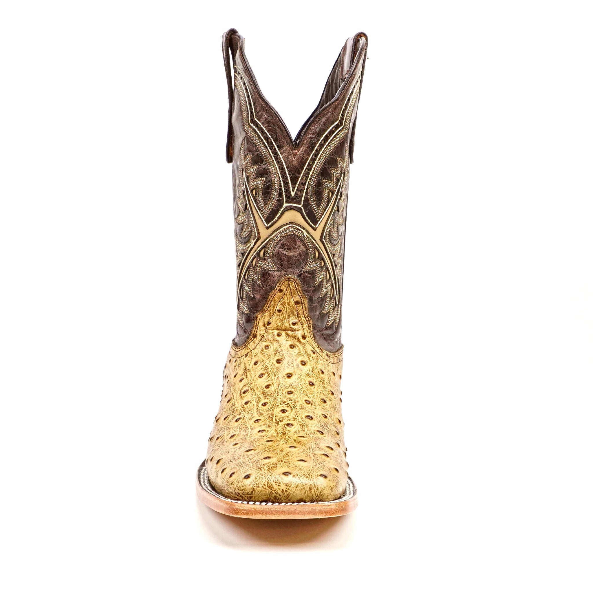 Ostrich Orix Cowboy Boots - Embossed Leather - Square Toe (E424)