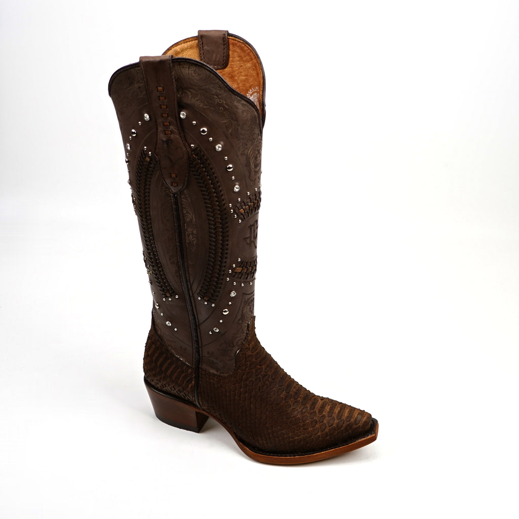 Python Tamarind Cowgirl Boots - Tall Shaft - Snip Toe (E31)