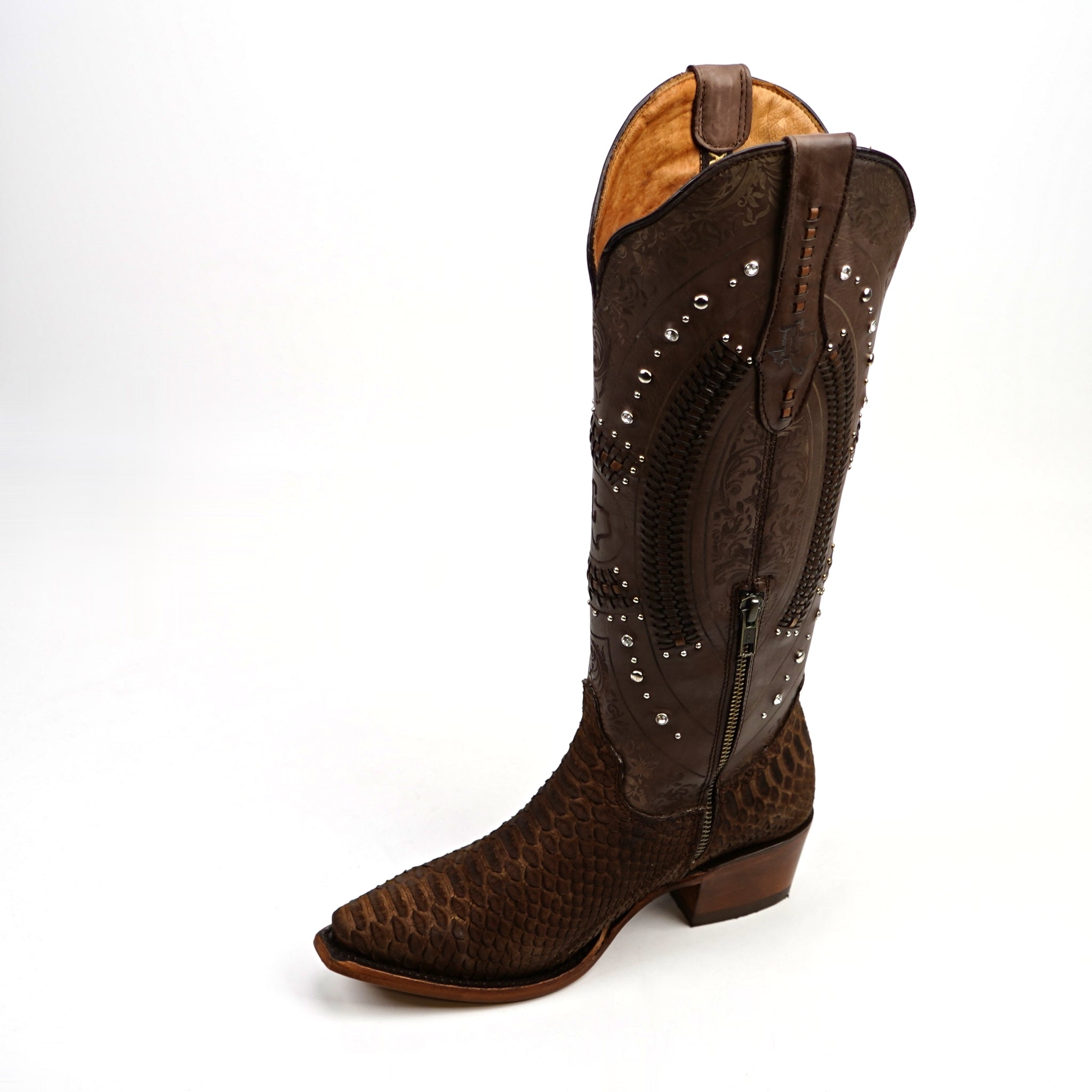 Python Tamarind Cowgirl Boots - Tall Shaft - Snip Toe (E31)
