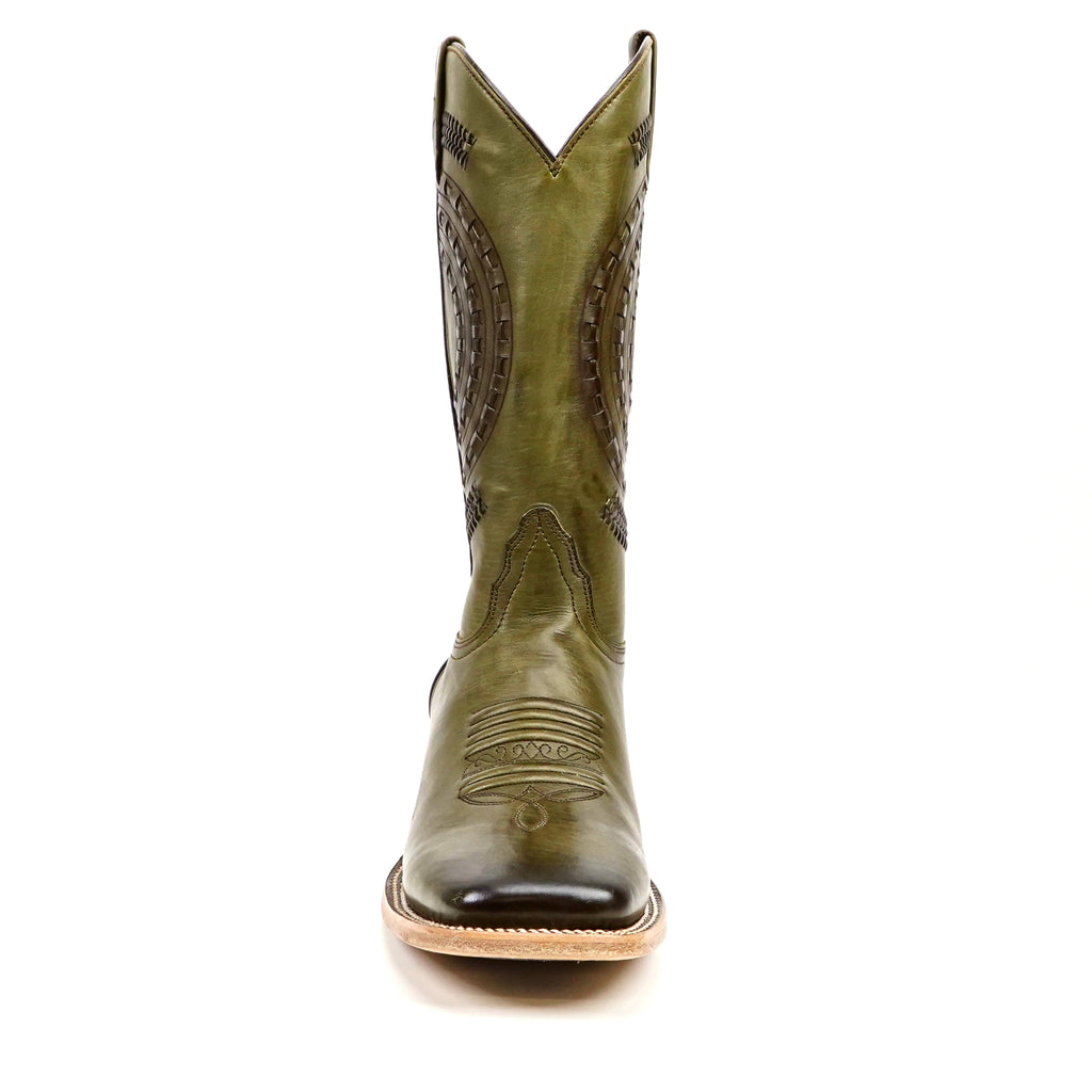 Clayton Olive Cowboy Boots - Square Toe (E944)