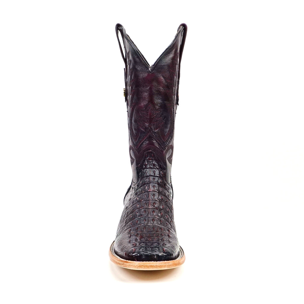 Rhodes Nile Crocodile Hornback Boots - Black Cherry - Square Toe (LM10)