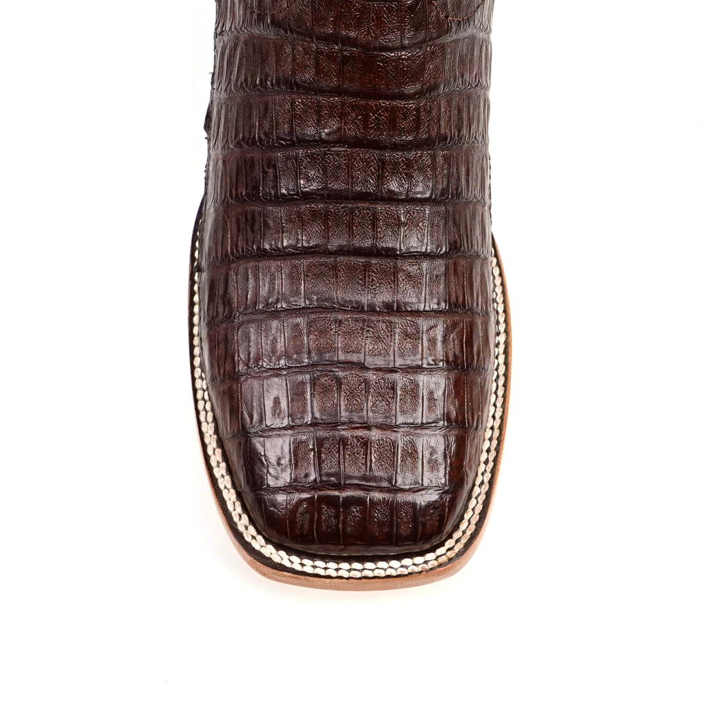 Rhodes Caiman Belly Boots - Brown - Square Toe (LM10)