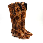 Chiseled Tan Cowgirl Boots - Tall Shaft - Snip Toe (E866)