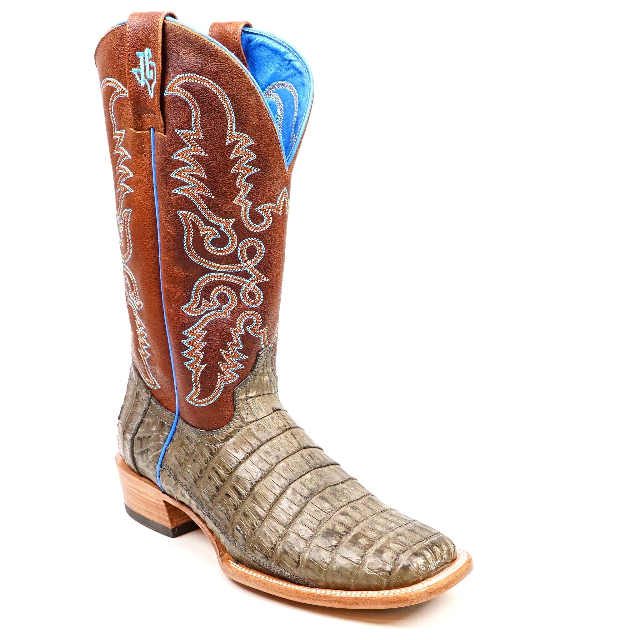 Ranger Caiman Belly Boots - Gray - Square Toe
