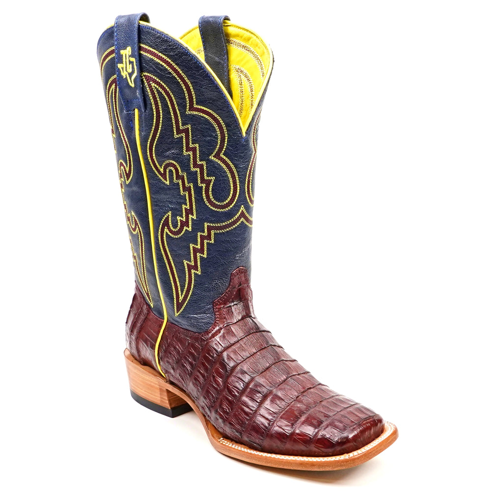 Ranger Caiman Belly Boots - Wine - Square Toe