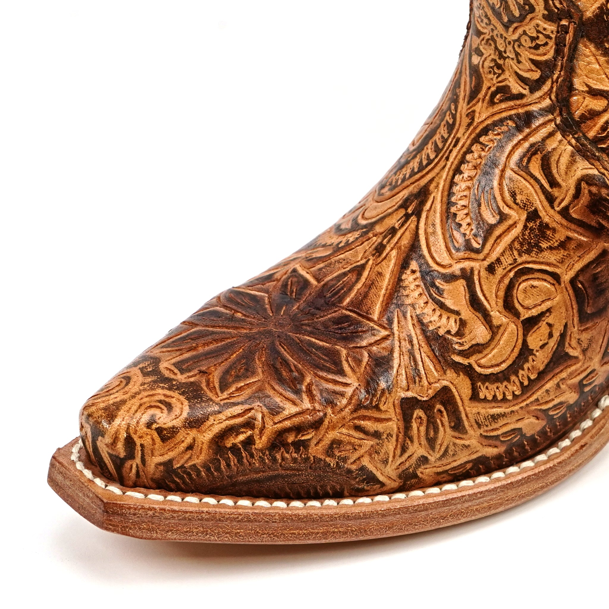 Chiseled Tan Cowgirl Boots - Tall Shaft - Snip Toe (E866)