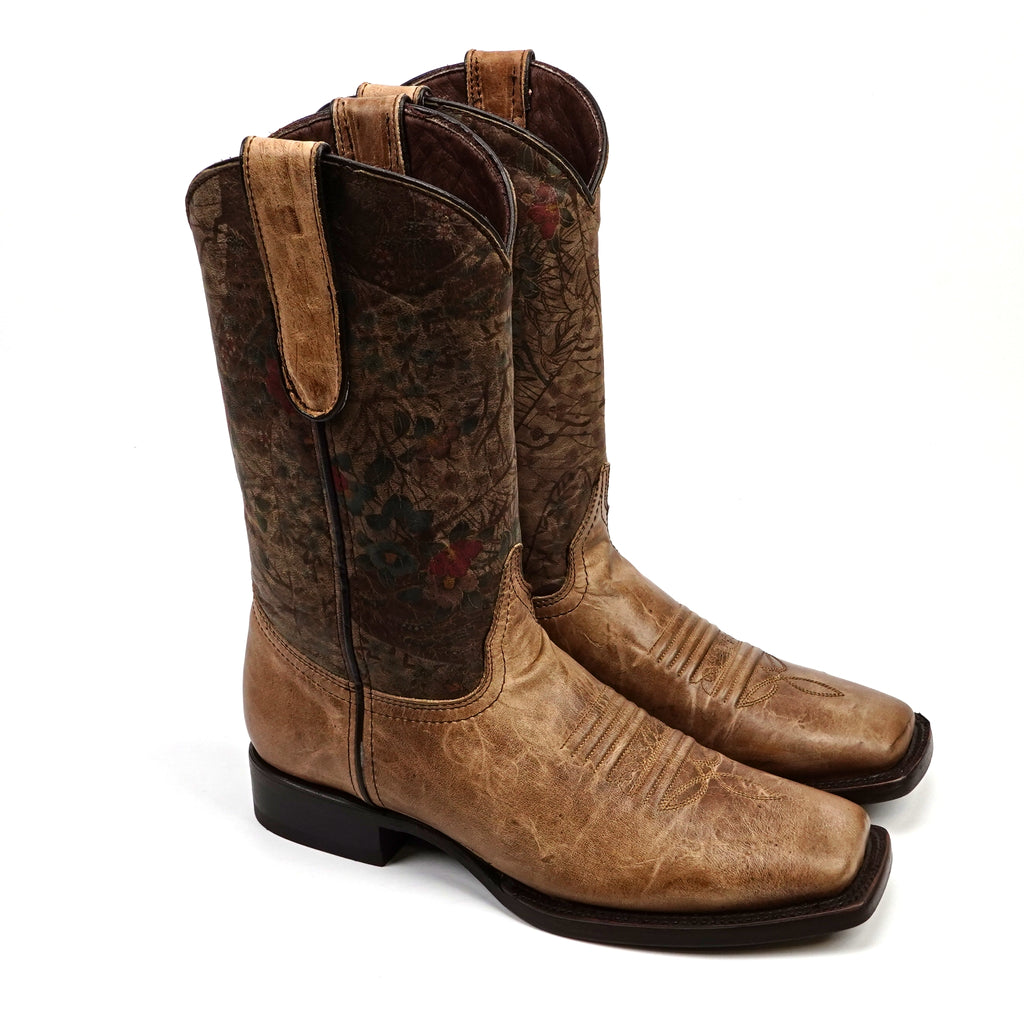 Fresno Tobacco Cowgirl Boots- Short Shaft - Narrow Square Toe (E792)