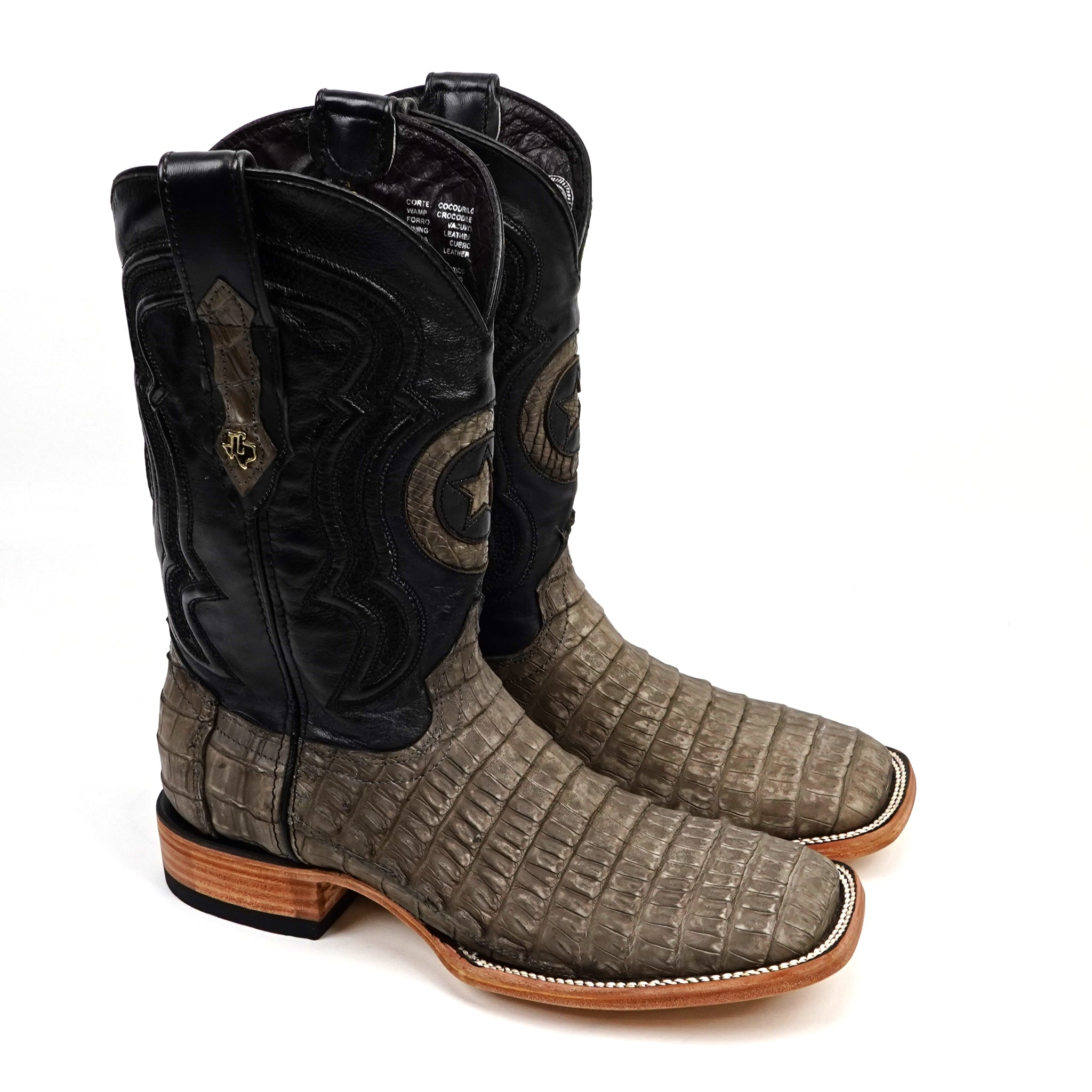 Rhodes Caiman Belly Boots - Gray - Square Toe (LM10)