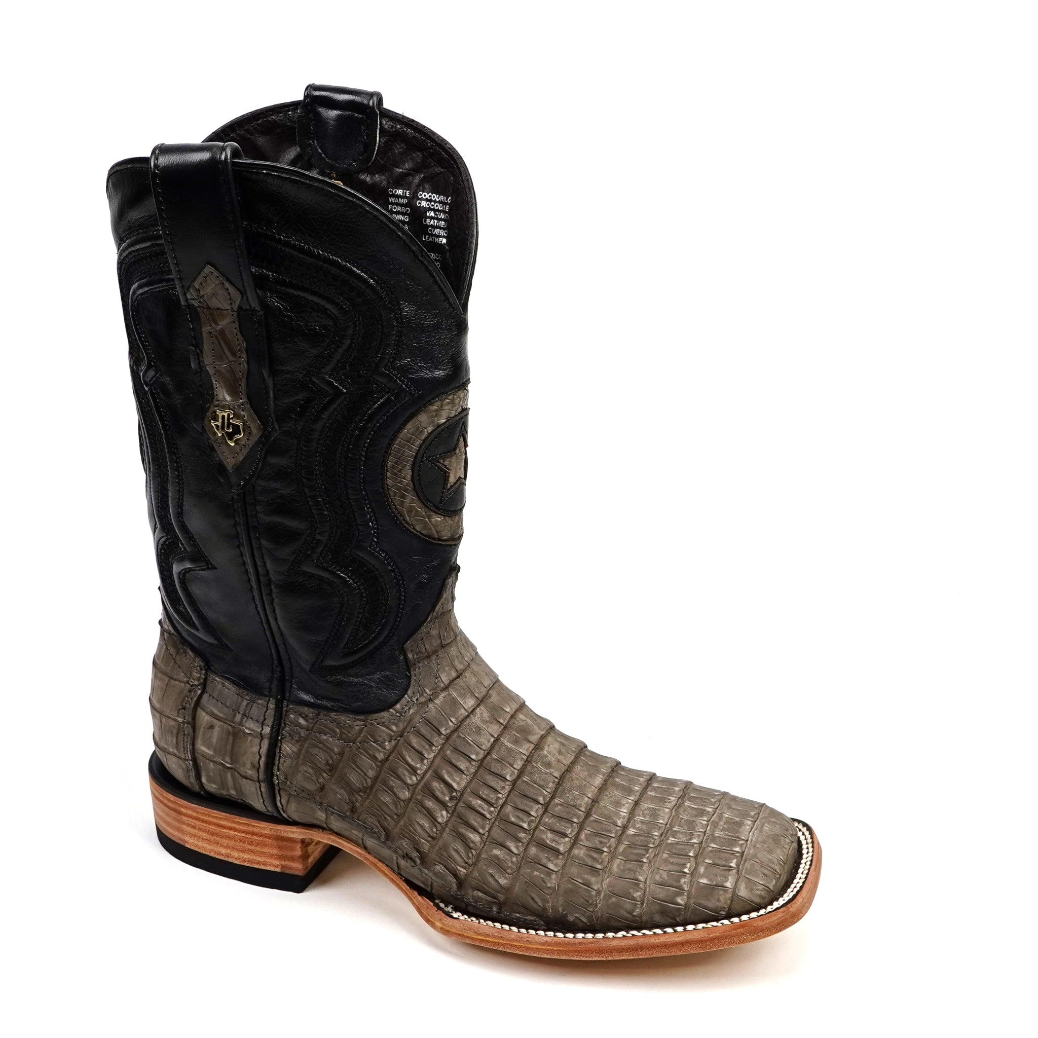 Rhodes Caiman Belly Boots - Gray - Square Toe (LM10)