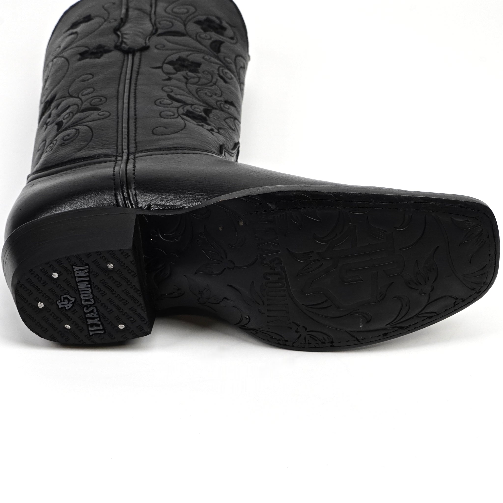 Grizzly Black Cowgirl Boots- Short Shaft - Narrow Square Toe (E862)