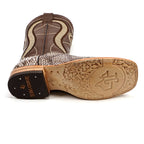 Python Camel - Embossed Leather - Square Toe (E913)