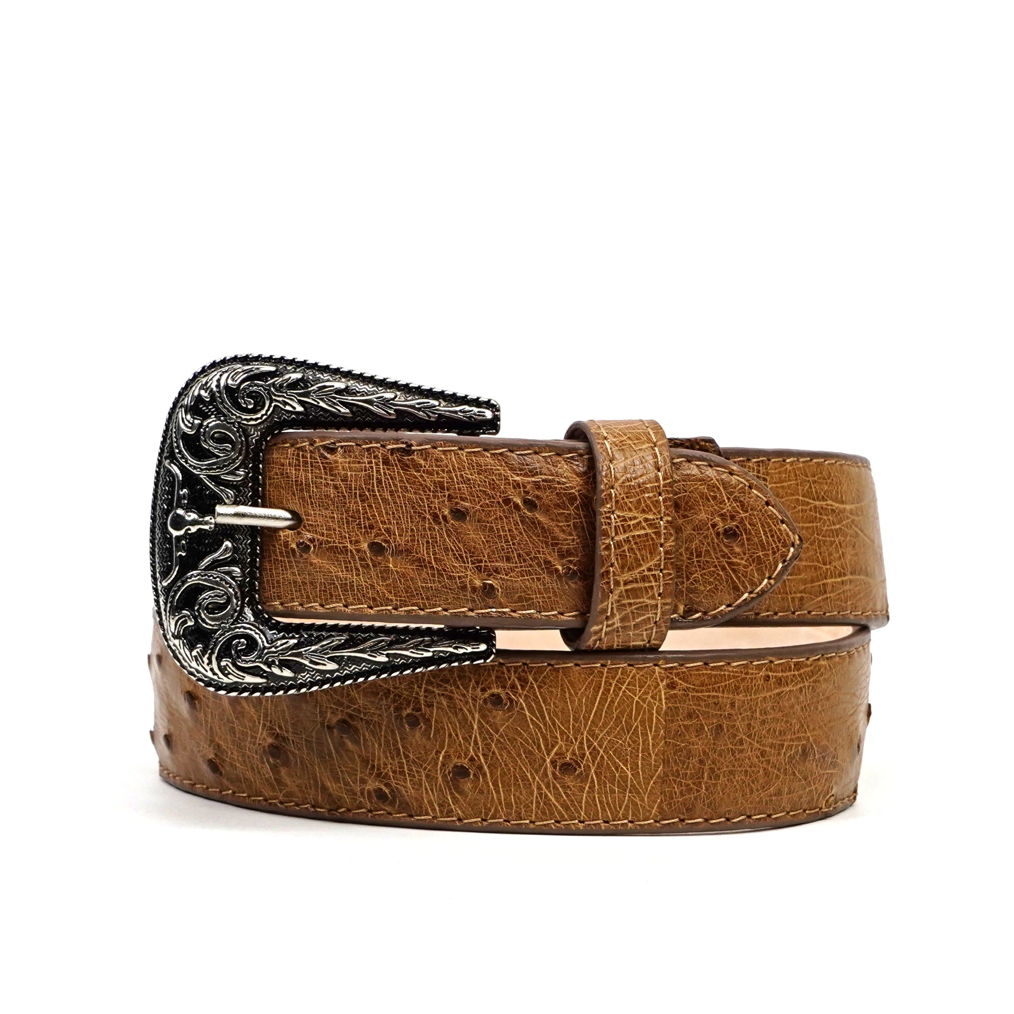 Exotic Full Quilt Ostrich Belt - Fawn (C-028)