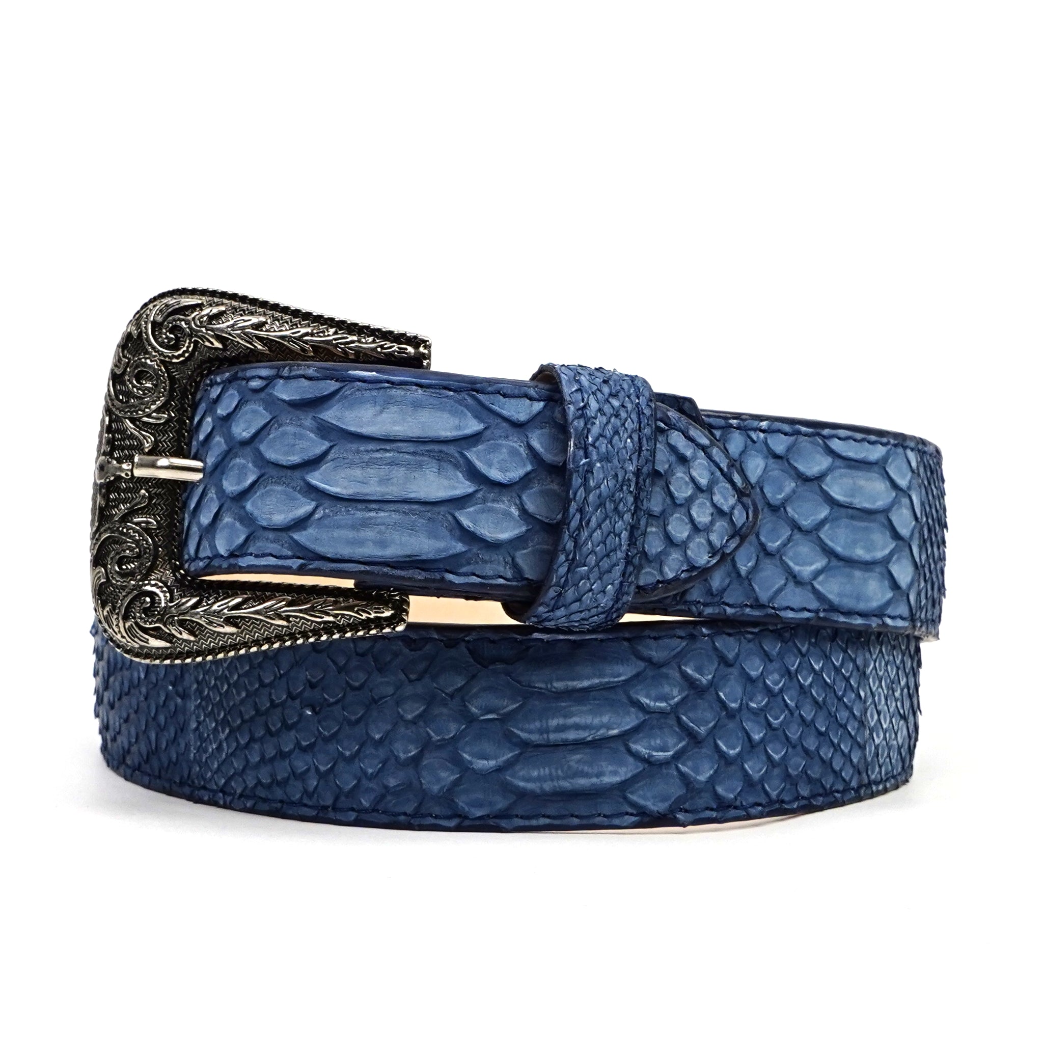 Exotic Full Quilt Python Belt - Blueberry (C-028)