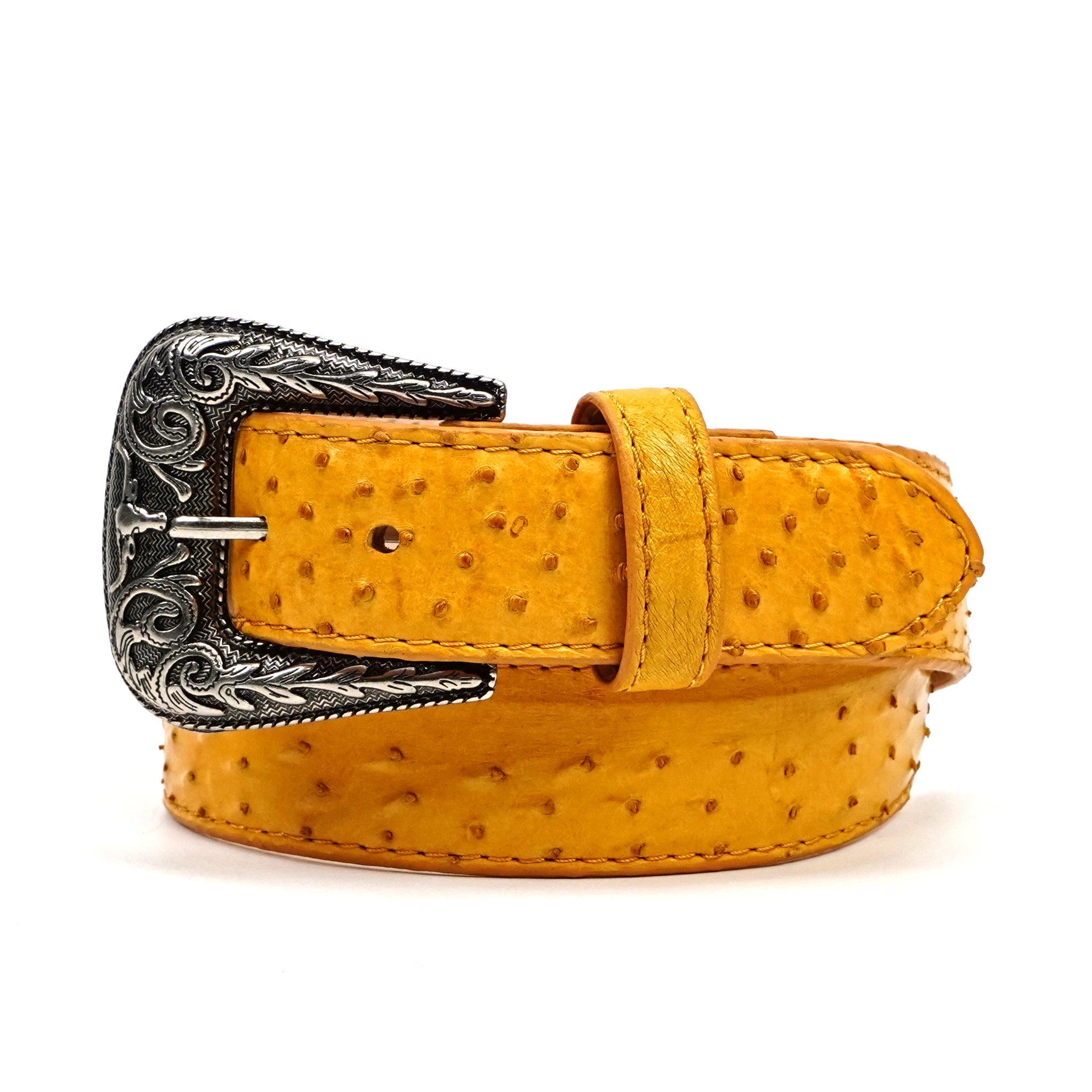 Exotic Full Quilt Ostrich Belt - Yellow (C-028)
