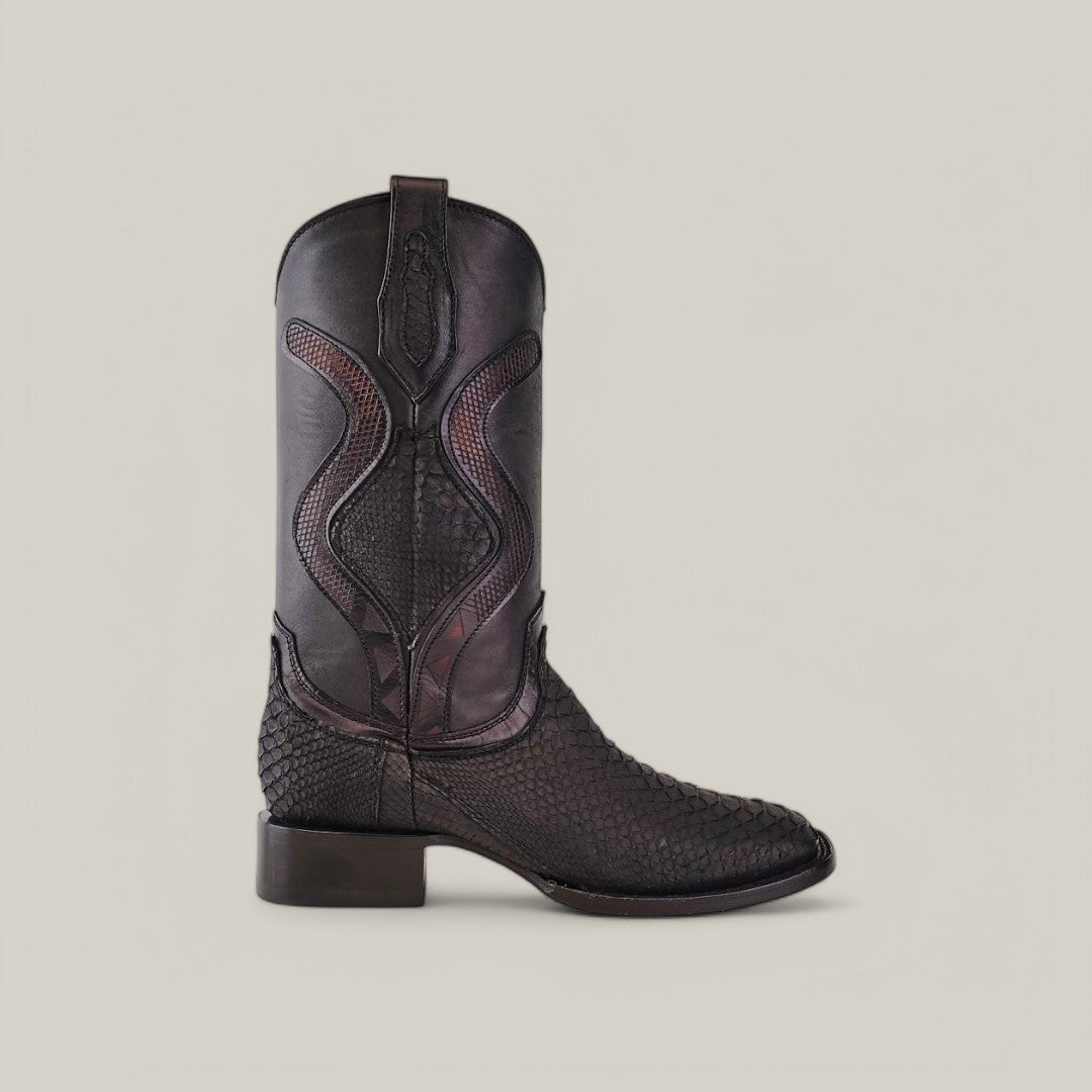 Exotic Python - Diamond - Matte Black - Square Toe
