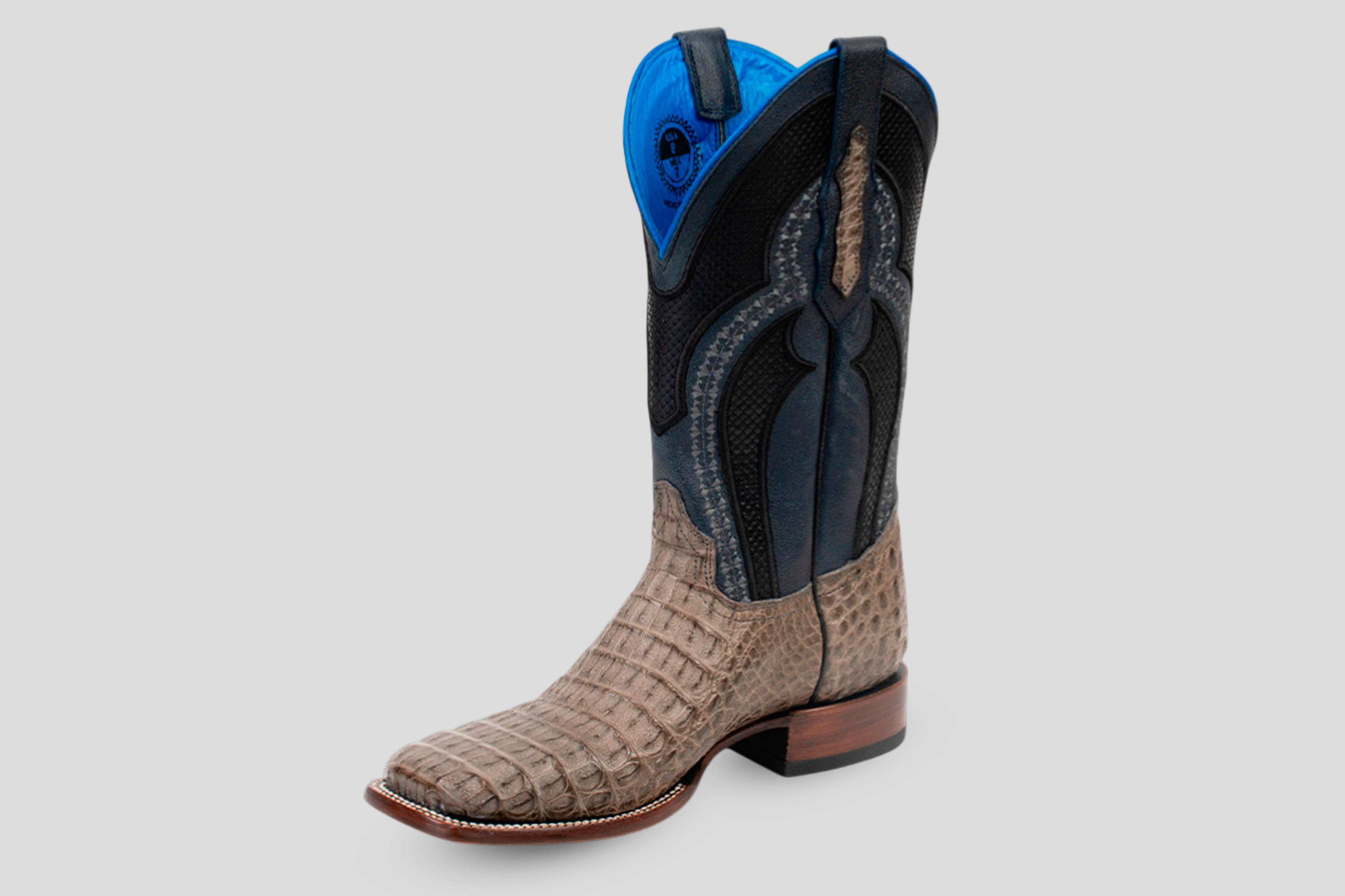 Ranger Caiman Hornback Boots - Gray - Square Toe