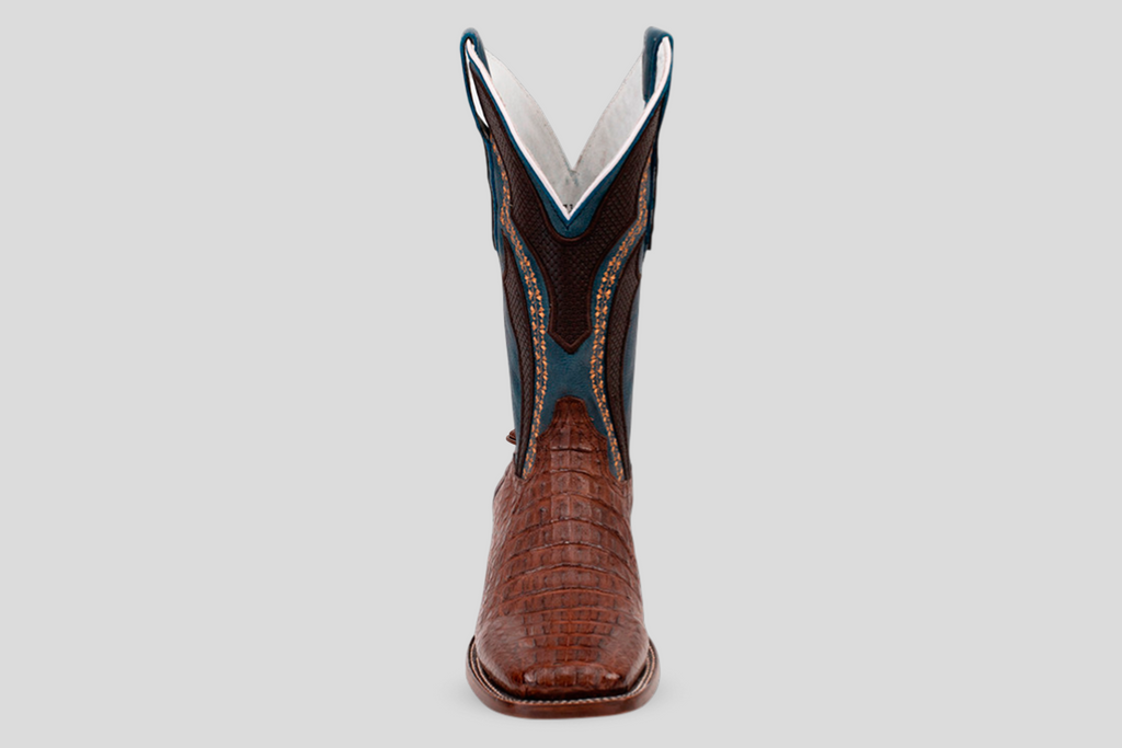 Ranger Caiman Hornback Boots - Brown- Square Toe
