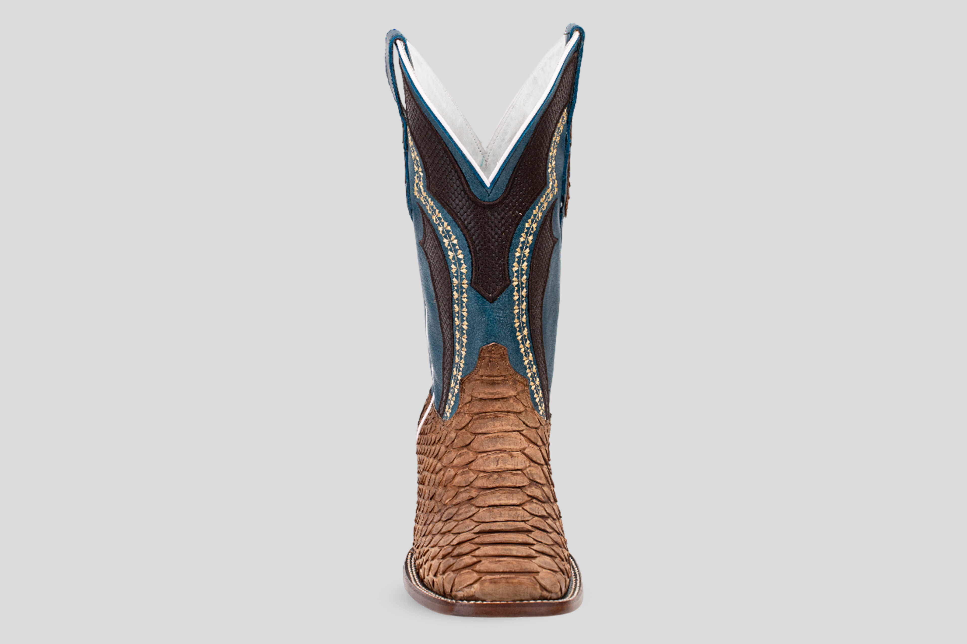 Braxton Python Boots - Tamarind - Square Toe