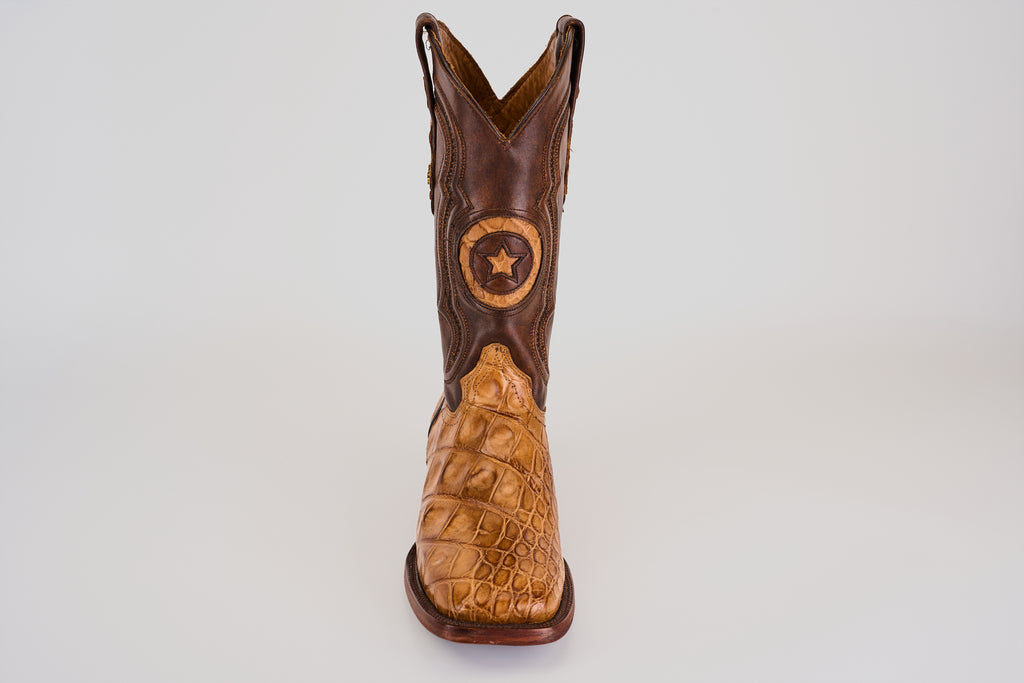 James Alligator Hornback Boots- Fawn - Square Toe (LG10)