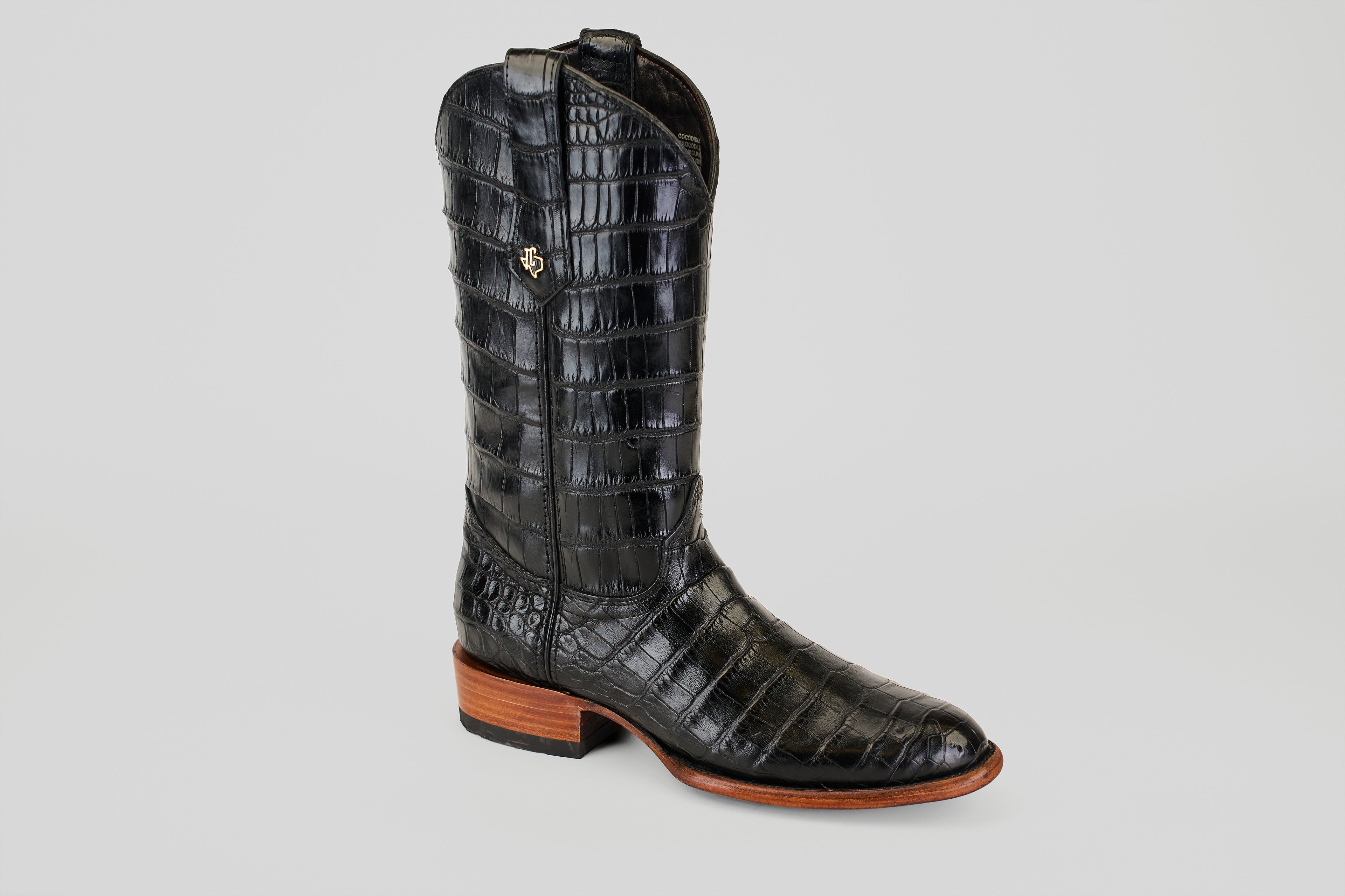 James Full Alligator Boots - Black - Round Toe (FU220)