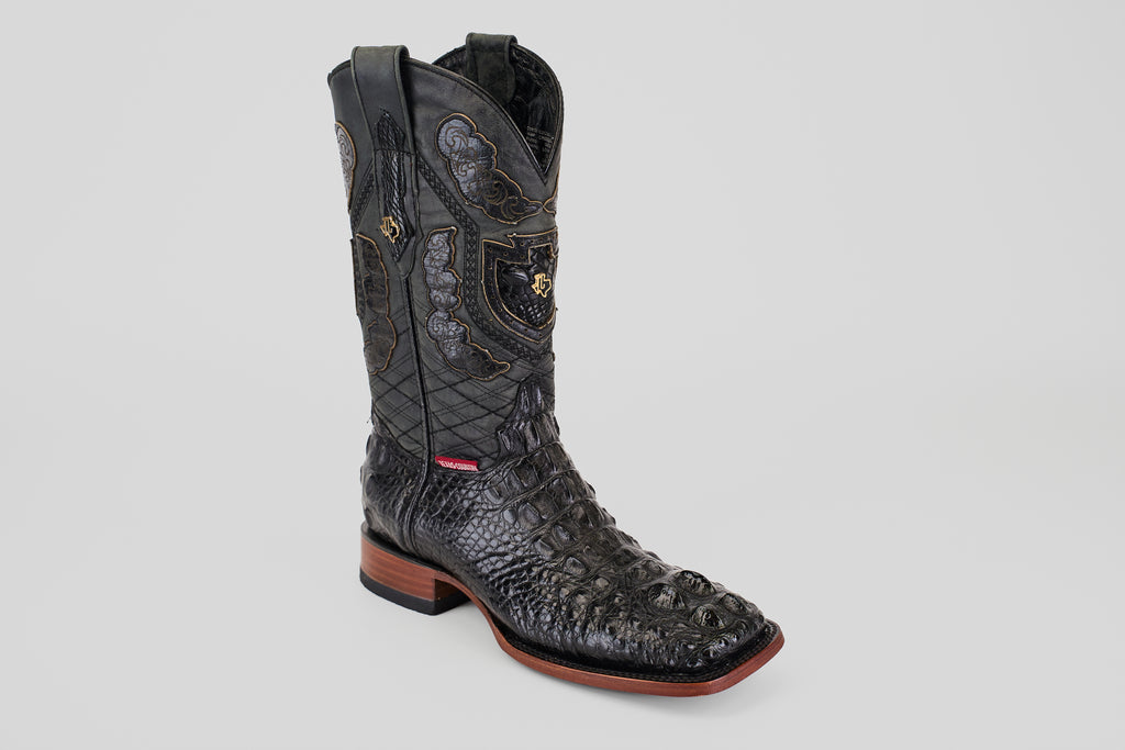 James Alligator Head Boots - Black - Square Toe (AP50)