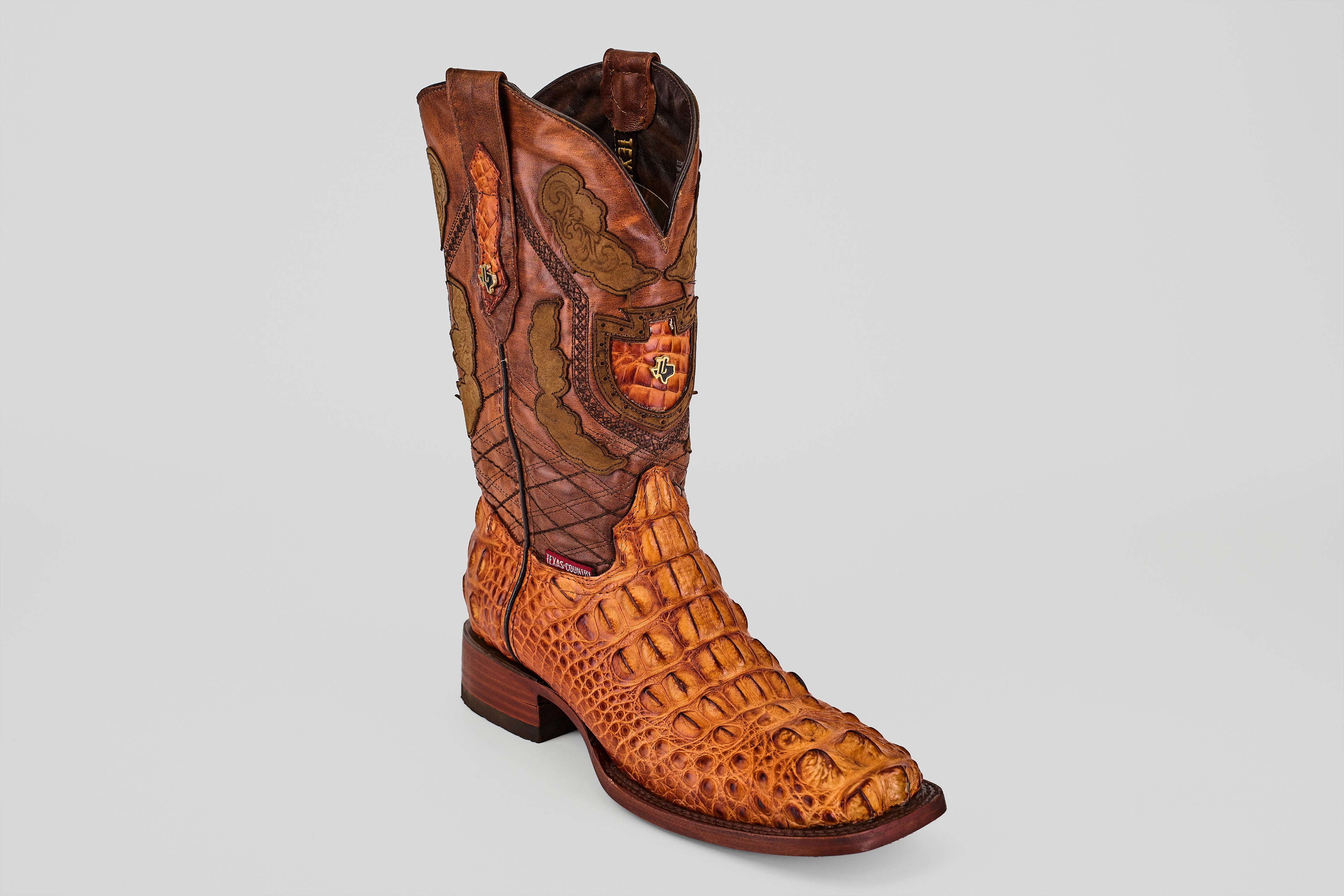 James Alligator Head Boots - Cognac - Square Toe (AP50)