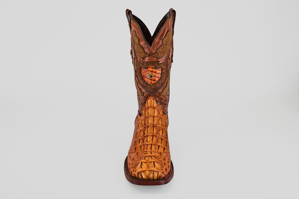 James Alligator Head Boots - Cognac - Square Toe (AP50)