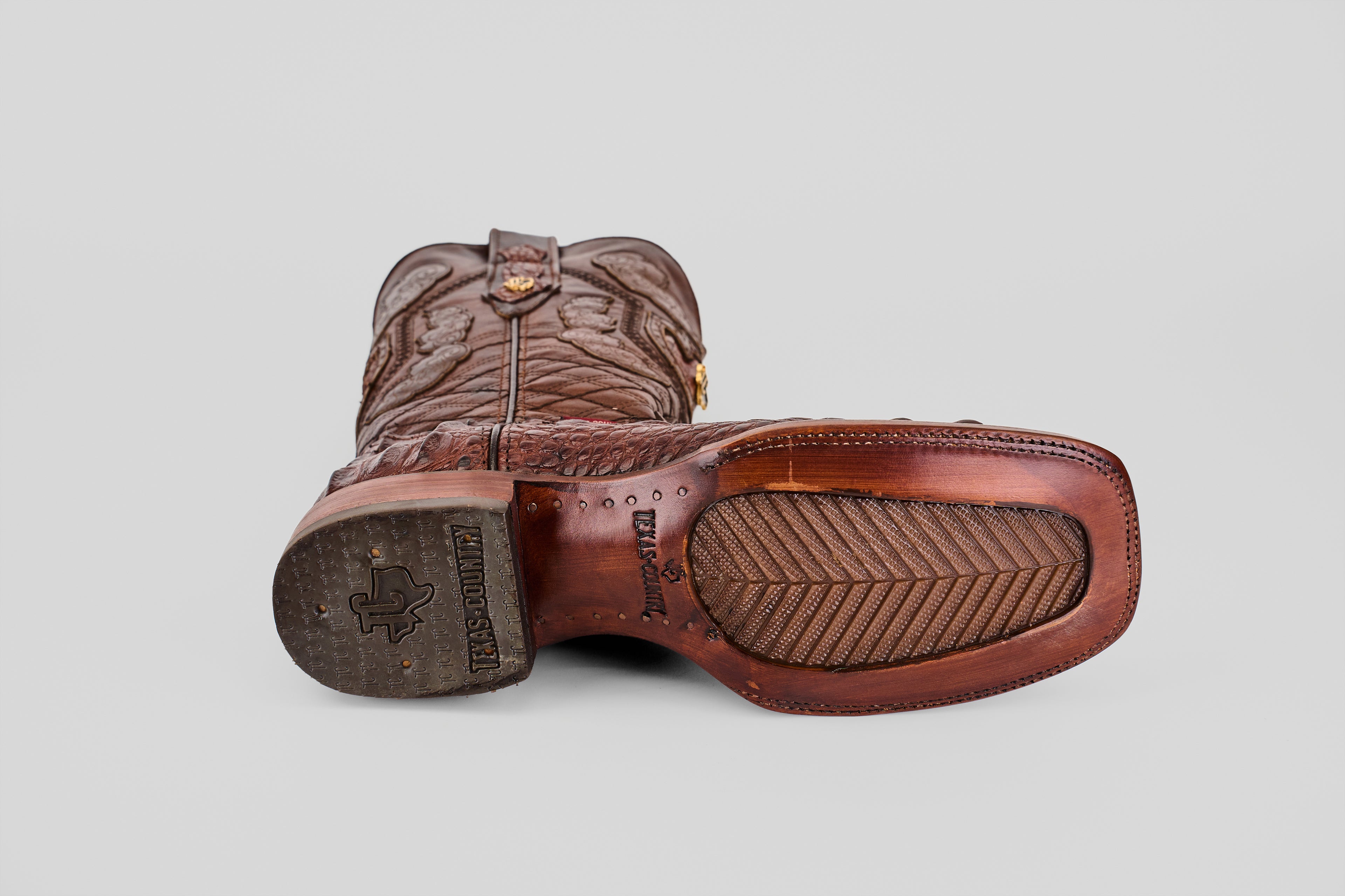 James Alligator Head Boots - Brown - Square Toe (AP50)