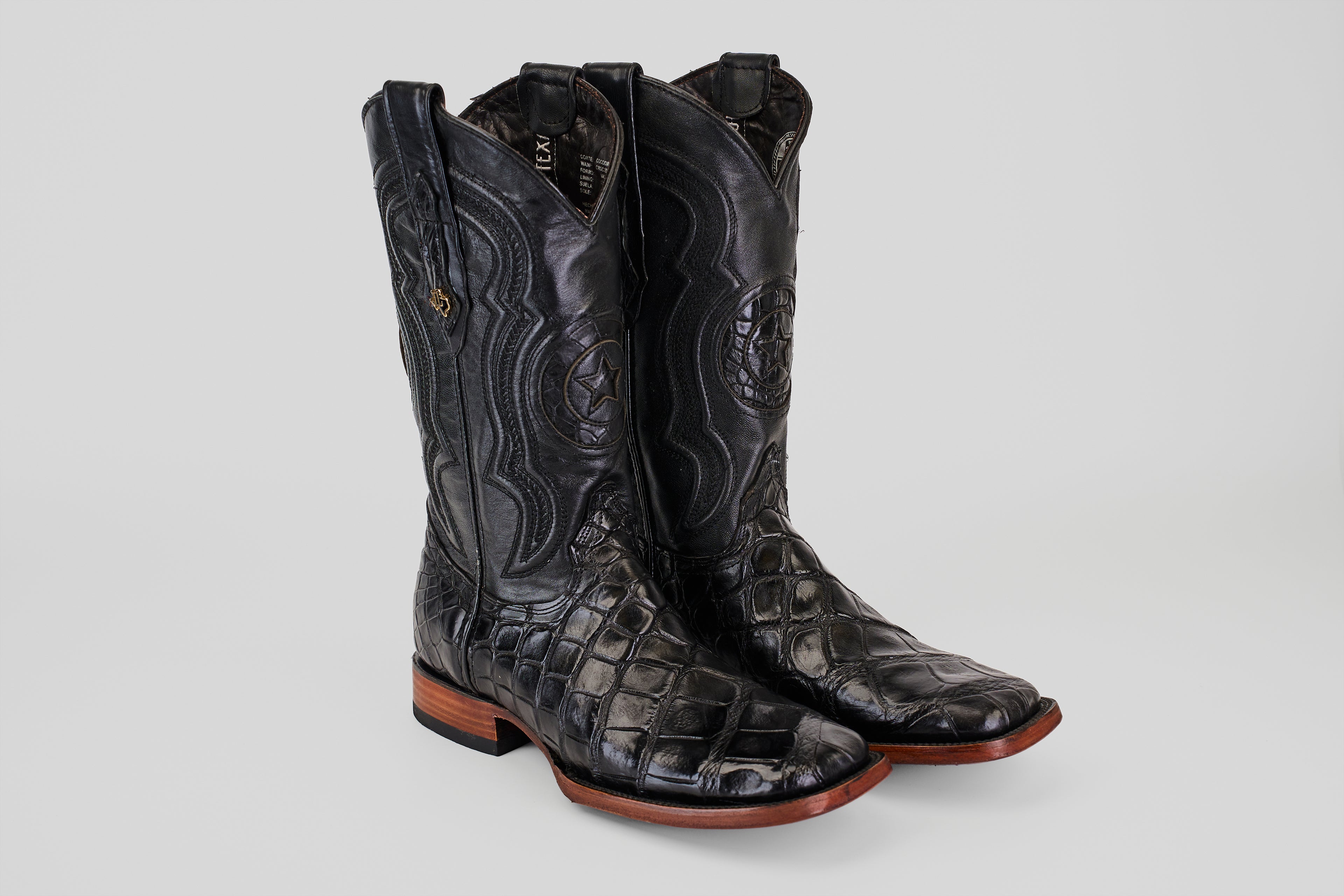 James Alligator Hornback Boots - Black - Square Toe (LG10)