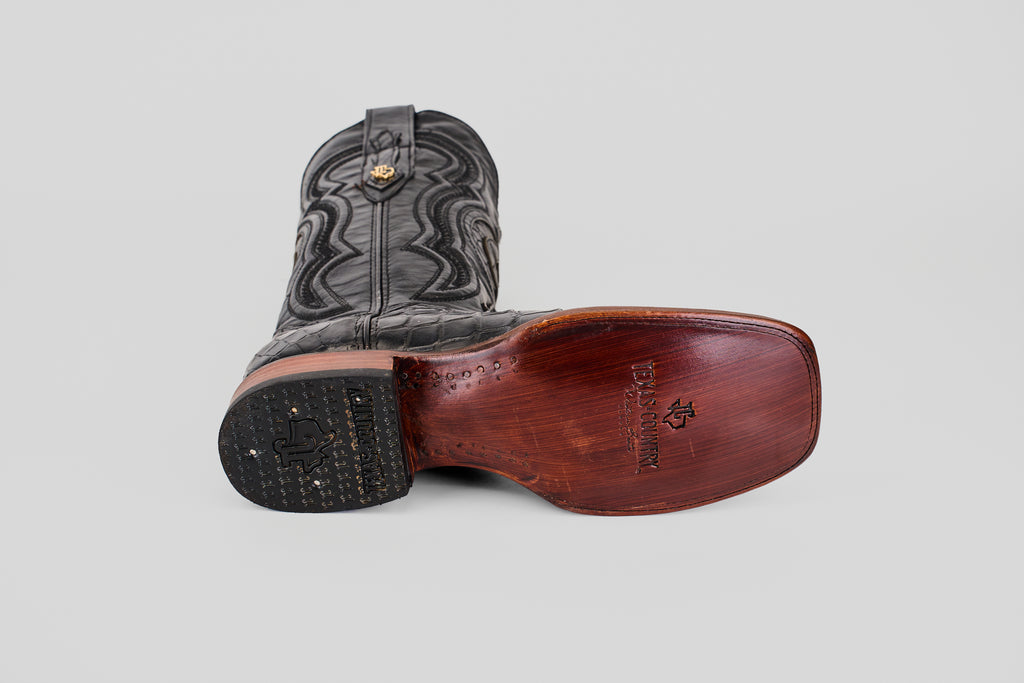 James Alligator Hornback Boots - Black - Square Toe (LG10)