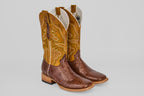 Braxton Python Boots - Brown - Square Toe