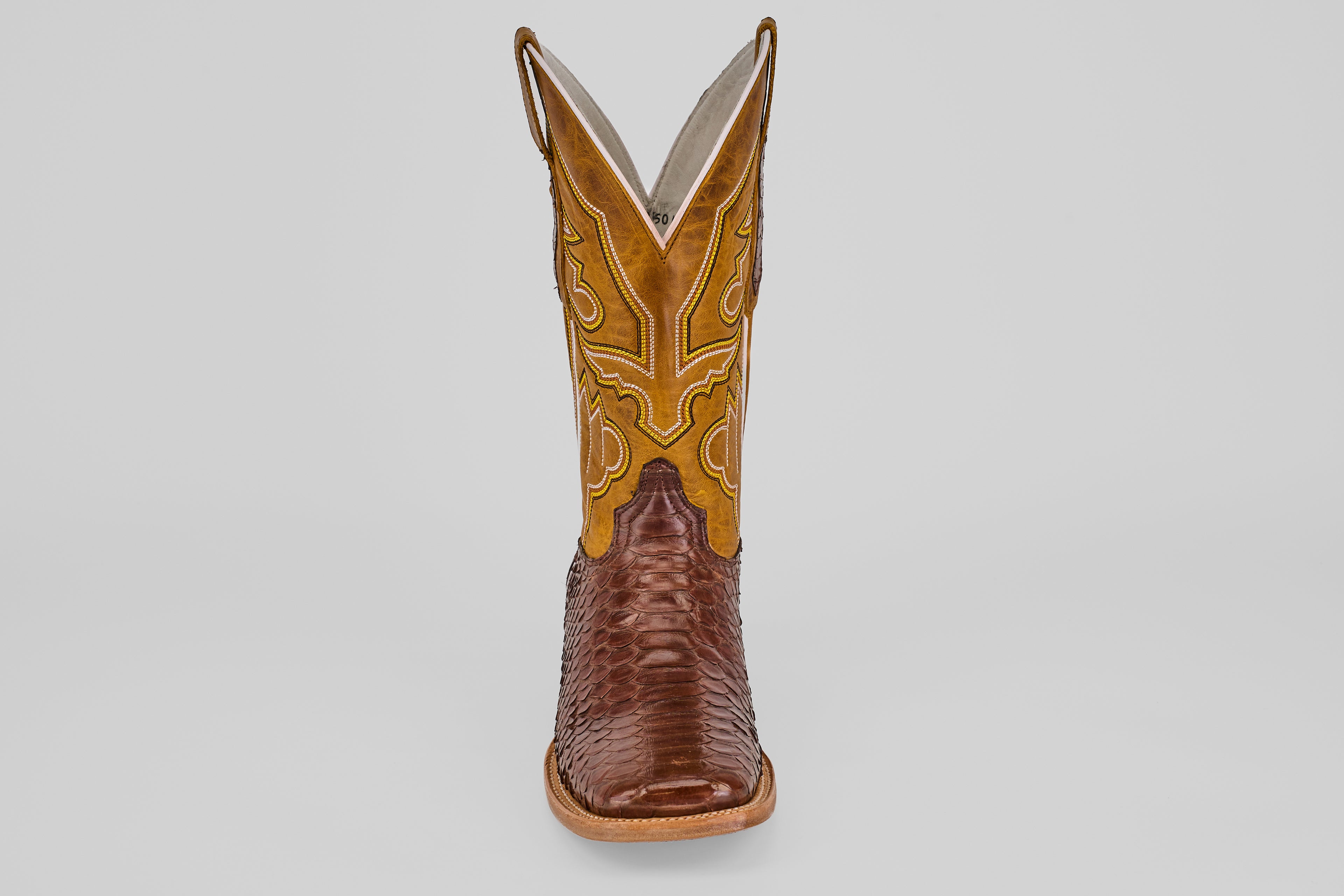 Braxton Python Boots - Brown - Square Toe
