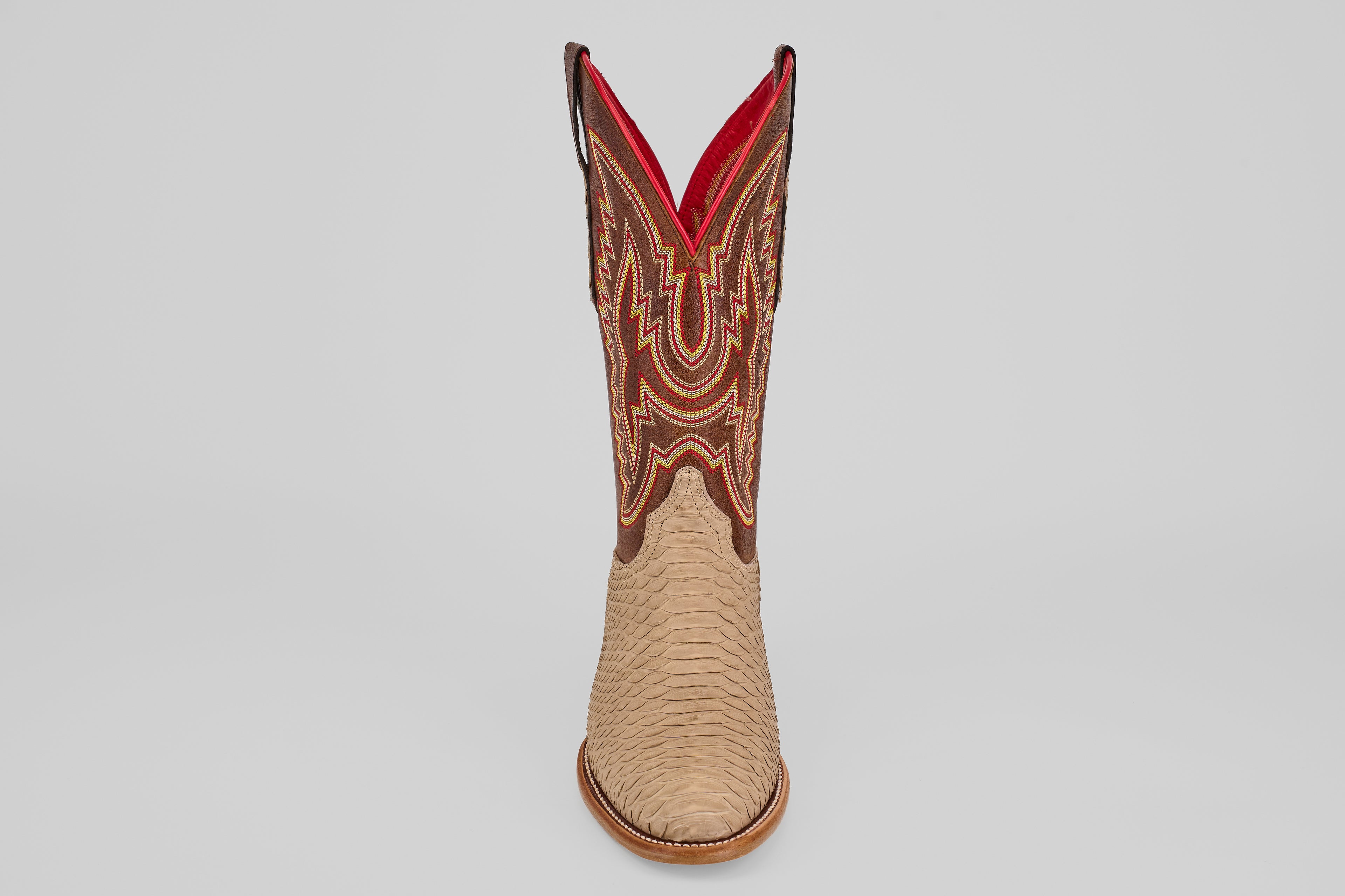 Braxton Python Boots - Cappuccino - Roper Toe