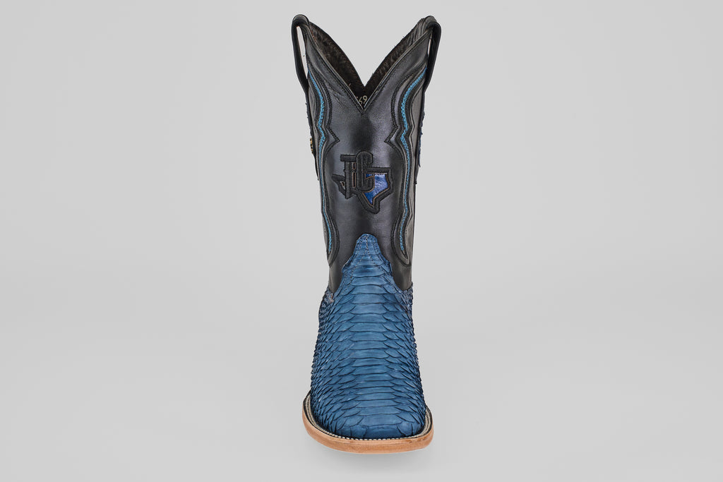 Tanner Python Boots– Dark Denim – Square Toe (PN30)