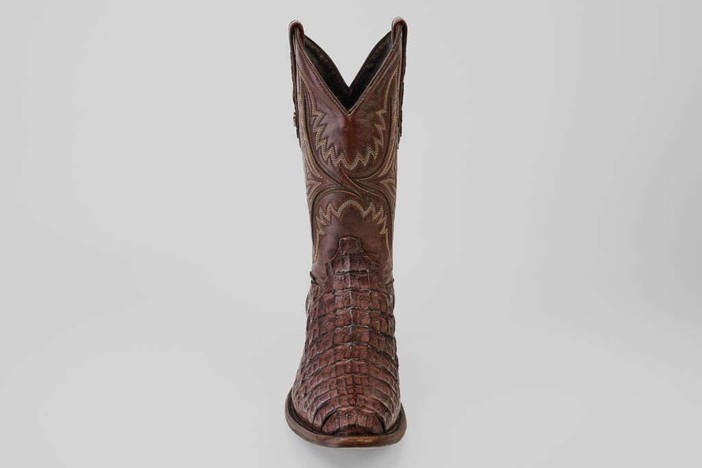 Rhodes Caiman Hornback Boots - Tobacco - Round Toe (LM220)
