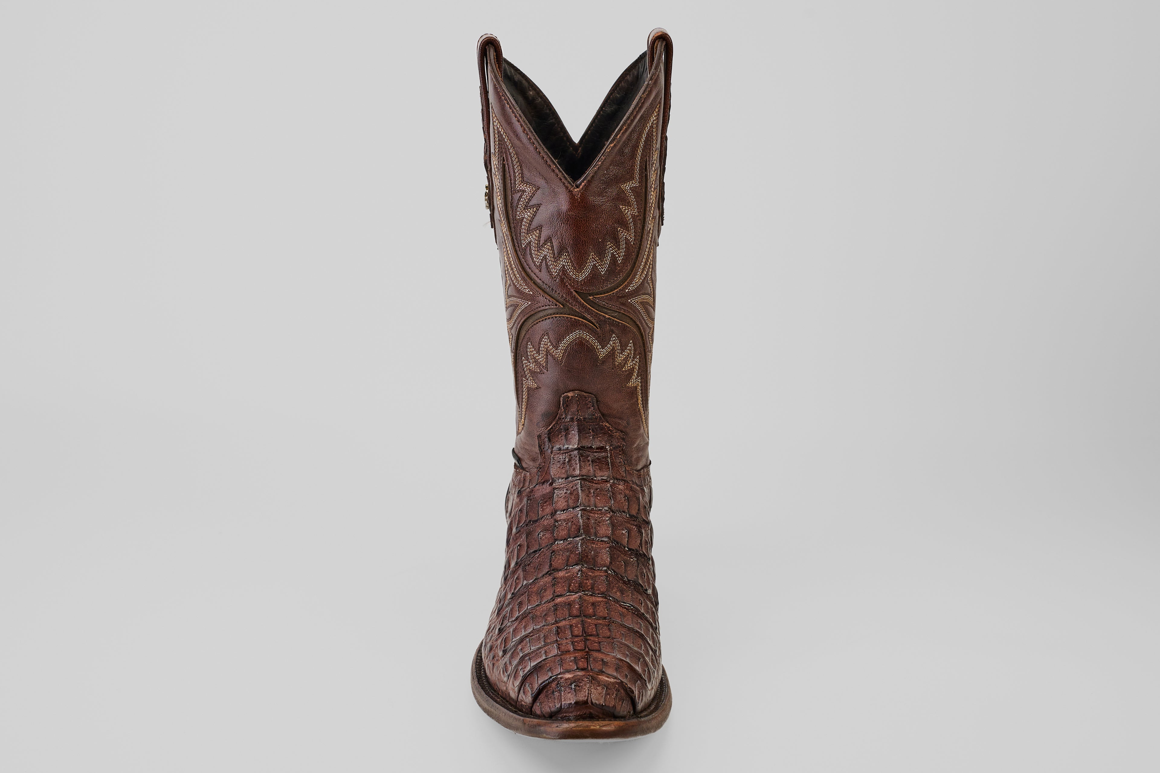 Rhodes Caiman Hornback Boots - Tobacco - Round Toe (LM220)