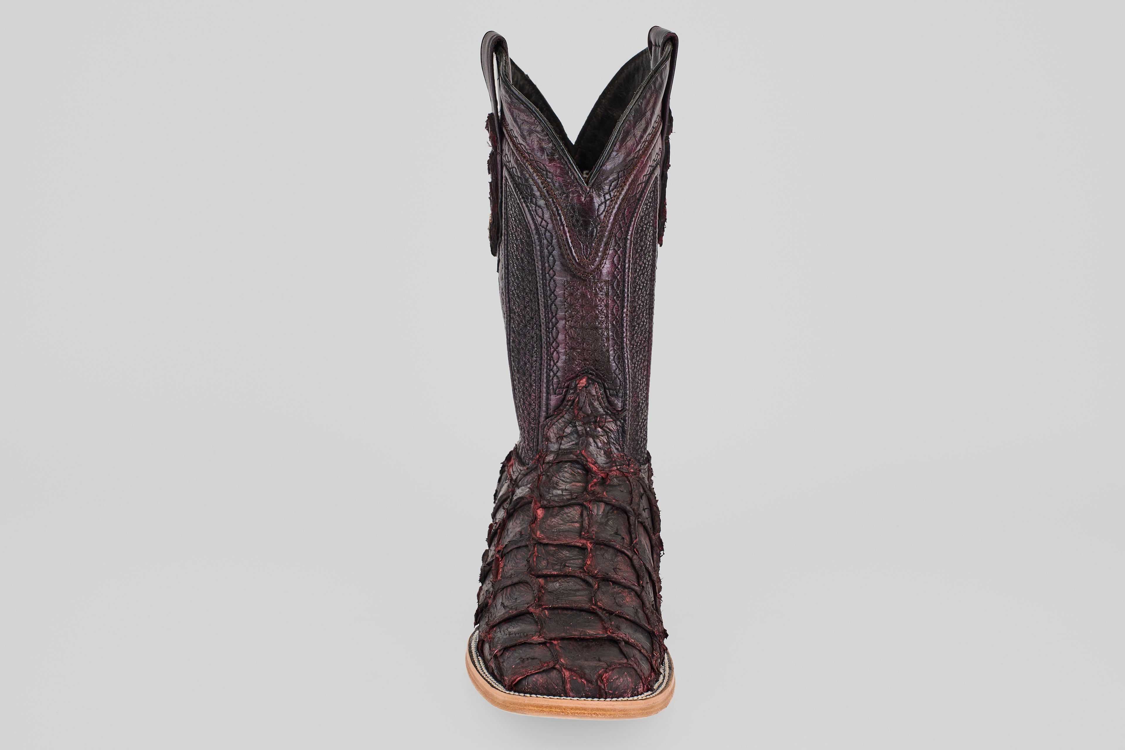 Connor Pirarucu Fish Boots - Matte Black Cherry - Square Toe (PZ60)