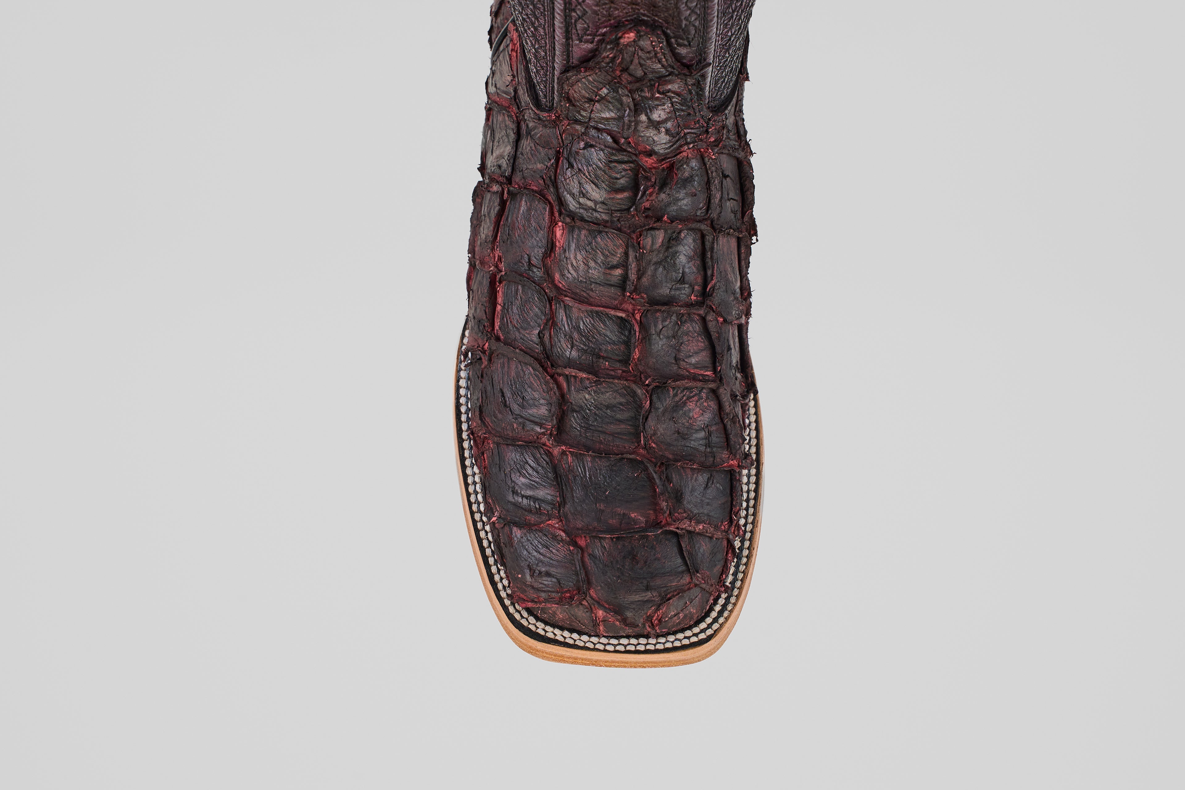 Connor Pirarucu Fish Boots - Matte Black Cherry - Square Toe (PZ60)