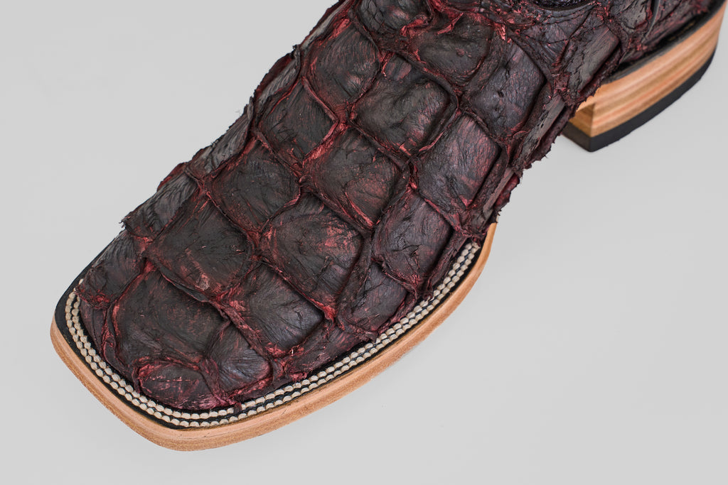 Connor Pirarucu Fish Boots - Matte Black Cherry - Square Toe (PZ60)