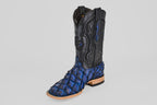 Connor Pirarucu Fish Boots - Dark Blue - Square Toe (PZ60)
