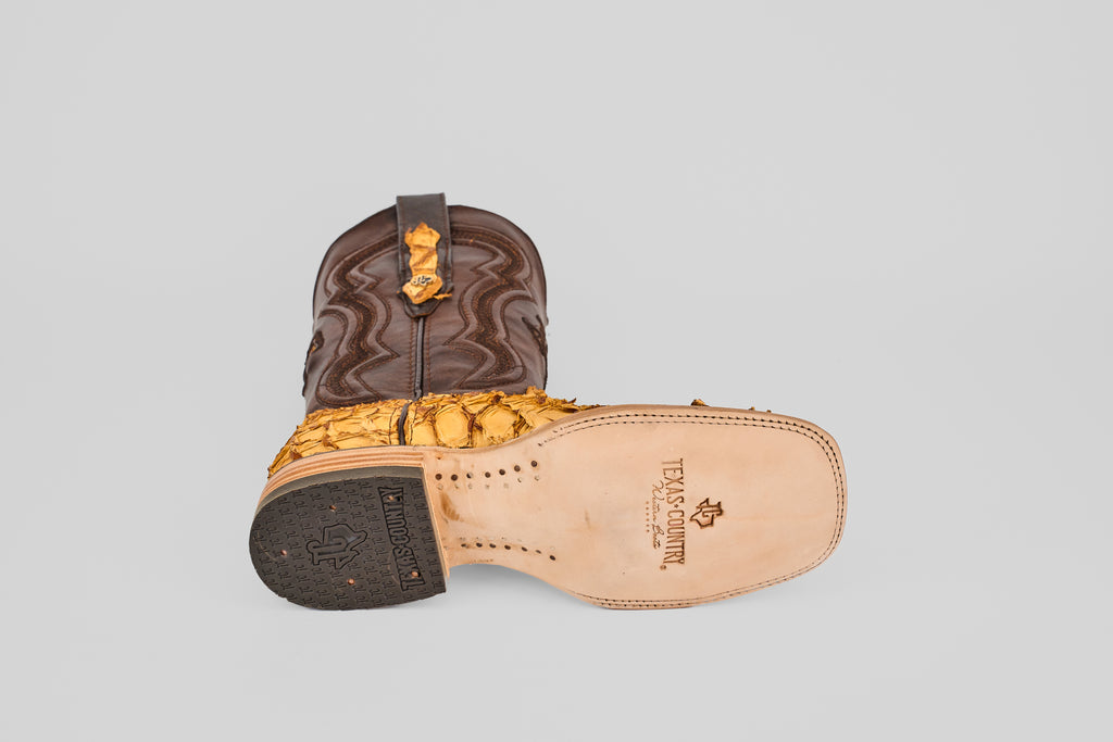 Connor Pirarucu Fish Boots - Canary - Square Toe (PZ60)